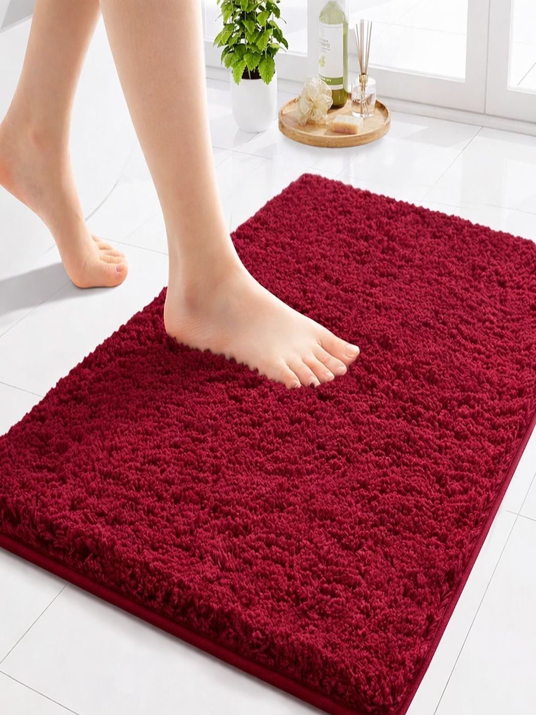 Sittella Maroon 1800 GSM Super Soft Extra Thick Quick Dry & Anti-Skid Bath Rug-image-22