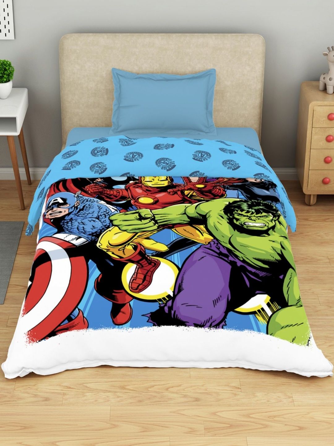 SPACES Blue & Blue Cartoon Characters AC Room 120 GSM Quilt-image-42