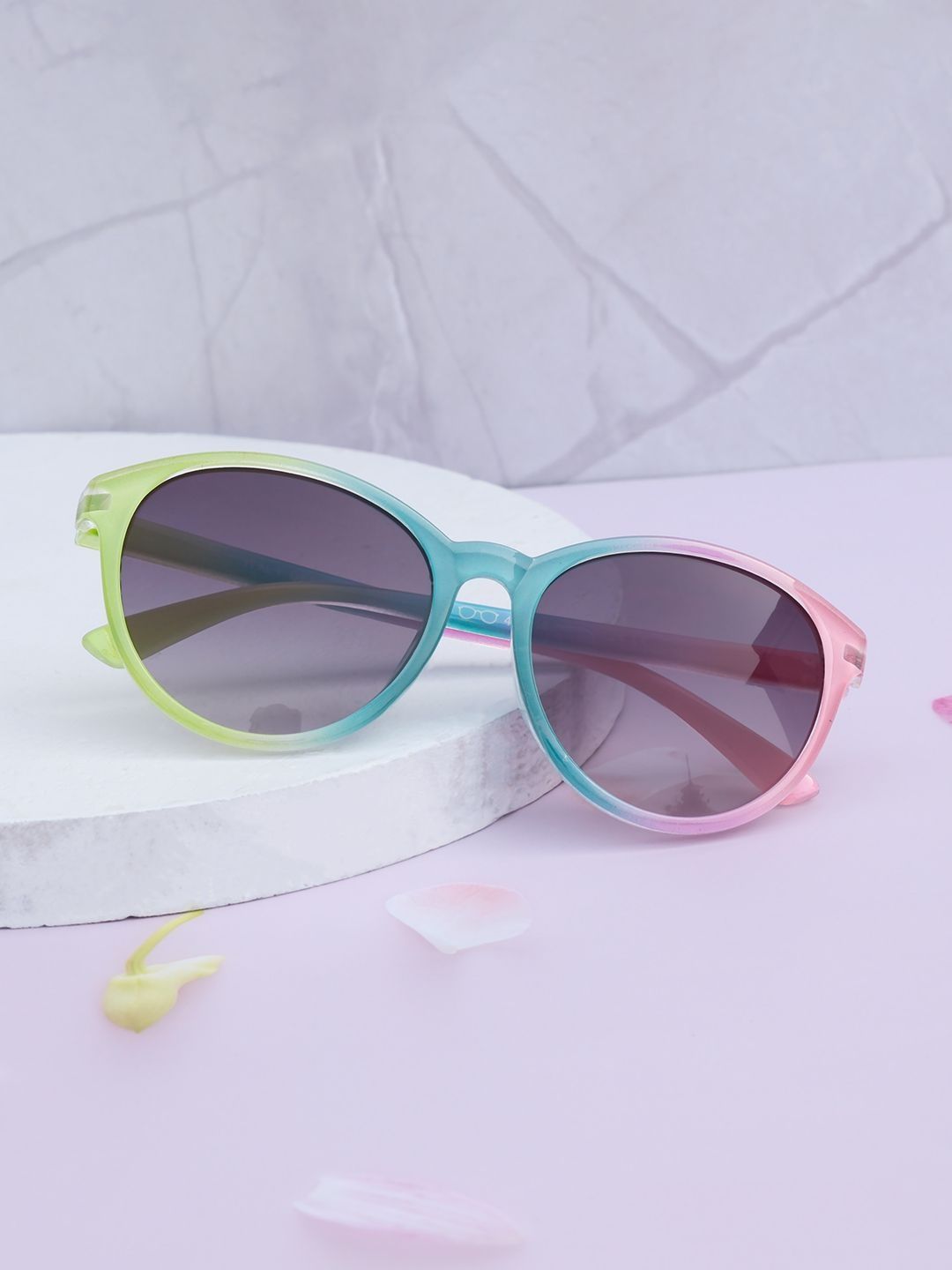 DukieKooky Unisex Kids Black Lens & Blue Oval Sunglasses with