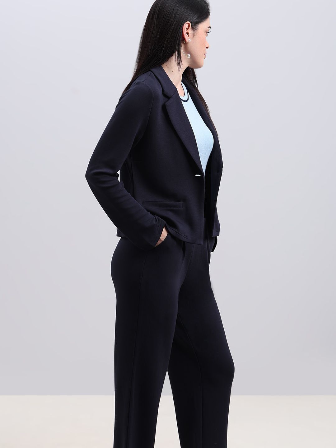 Vero Moda Notched Lapel Long Sleeves Single-Breasted Blazers-picture-15