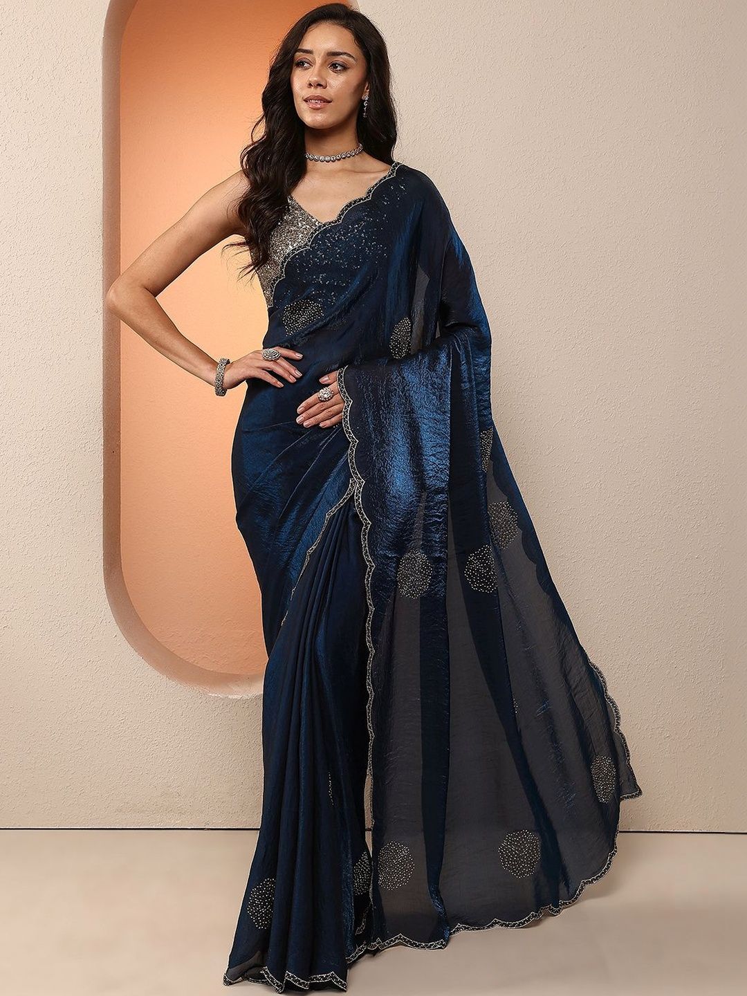 Libas Embellished Sequinned Organza Saree