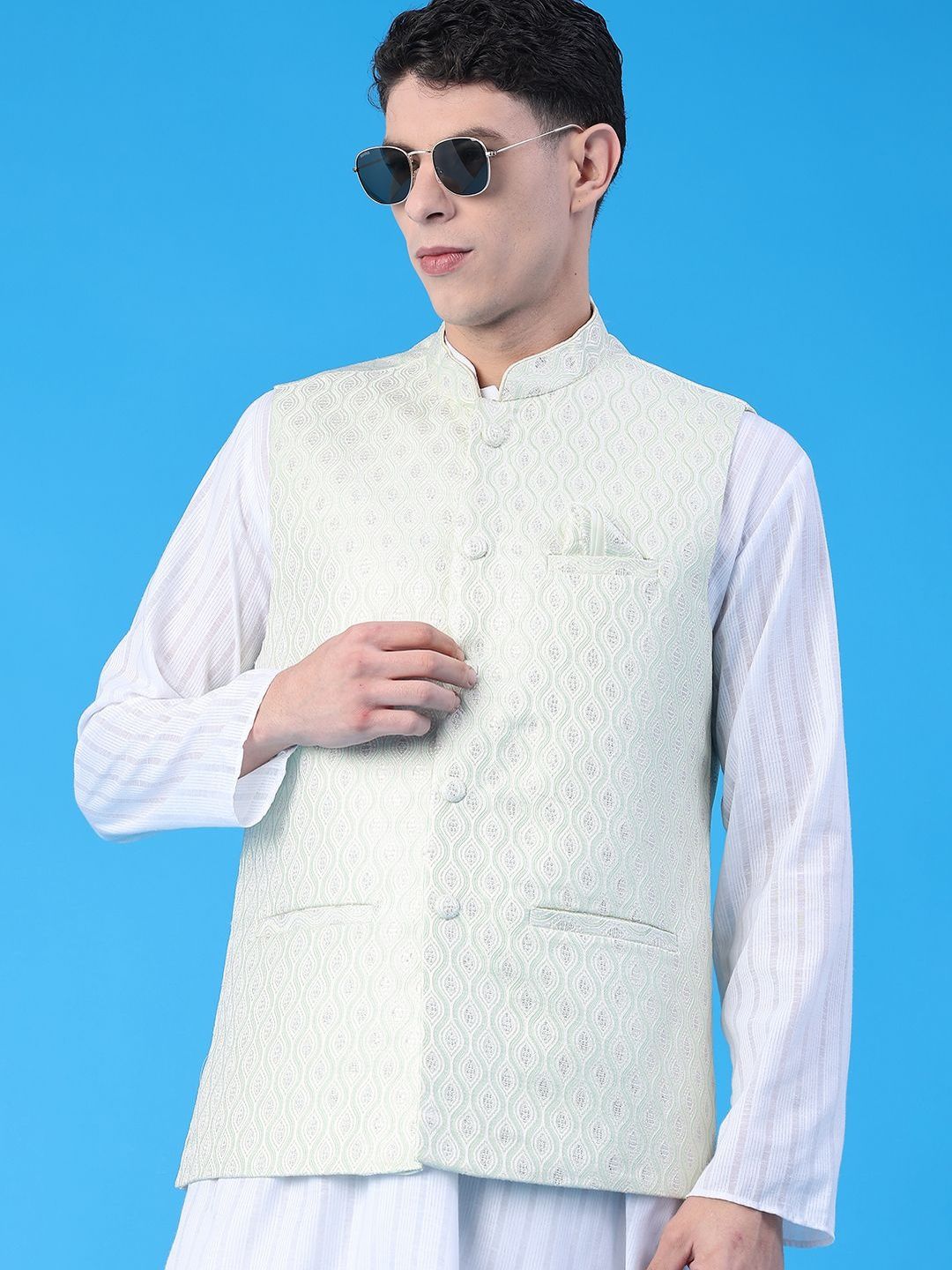 V-Mart Embroidered Mandarin Collared Nehru Jackets-picture-47