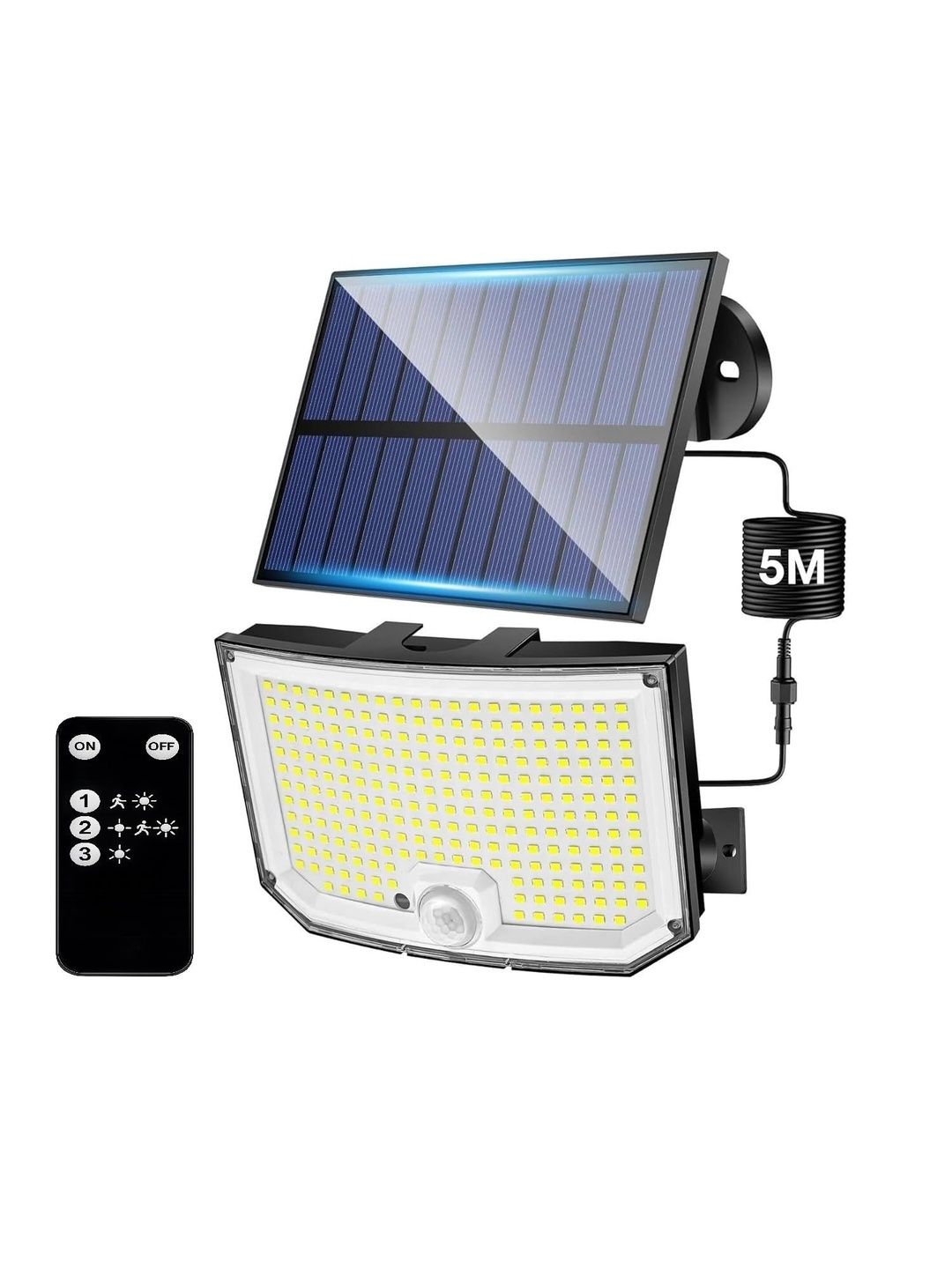 XERGY White Solar LED Wide-Angle Motion Sensor Remote Waterproof Flood Light 310 LED-image-3
