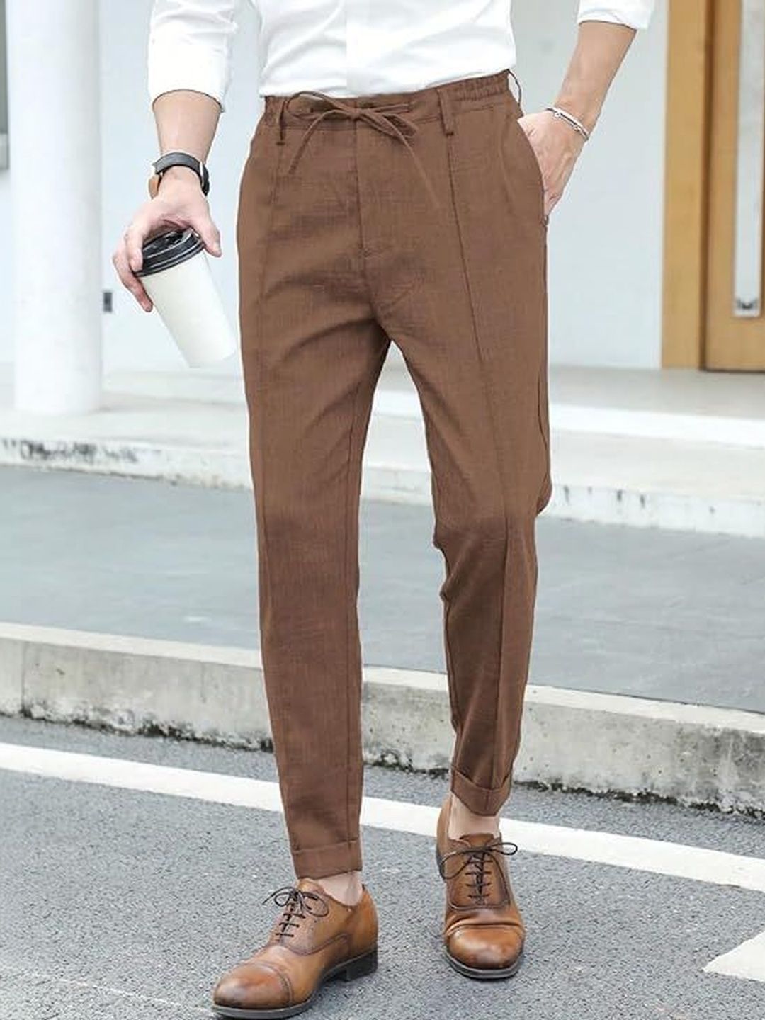 R.Code by The Roadster Life Co. Men High-Rise Trousers-image-48
