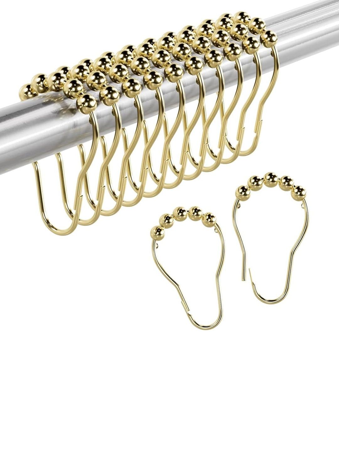 MAYCREATE Set Of 12 Stainless Steel Shower Curtain Hooks-image-6