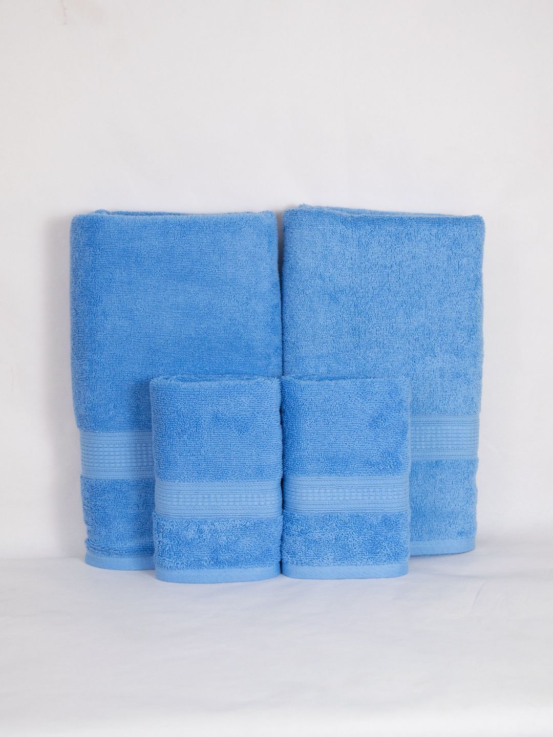 Aura Turquoise Blue 4 Piece Cotton 500 GSM Towel Set-image-31