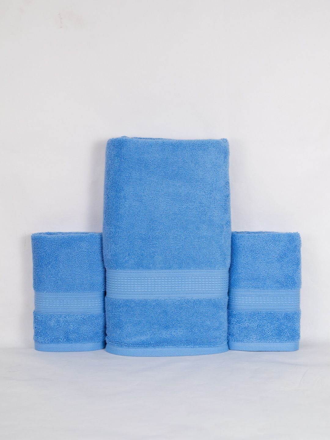 Aura Turquoise Blue 3 Piece Cotton 500 GSM Towel Set-image-26