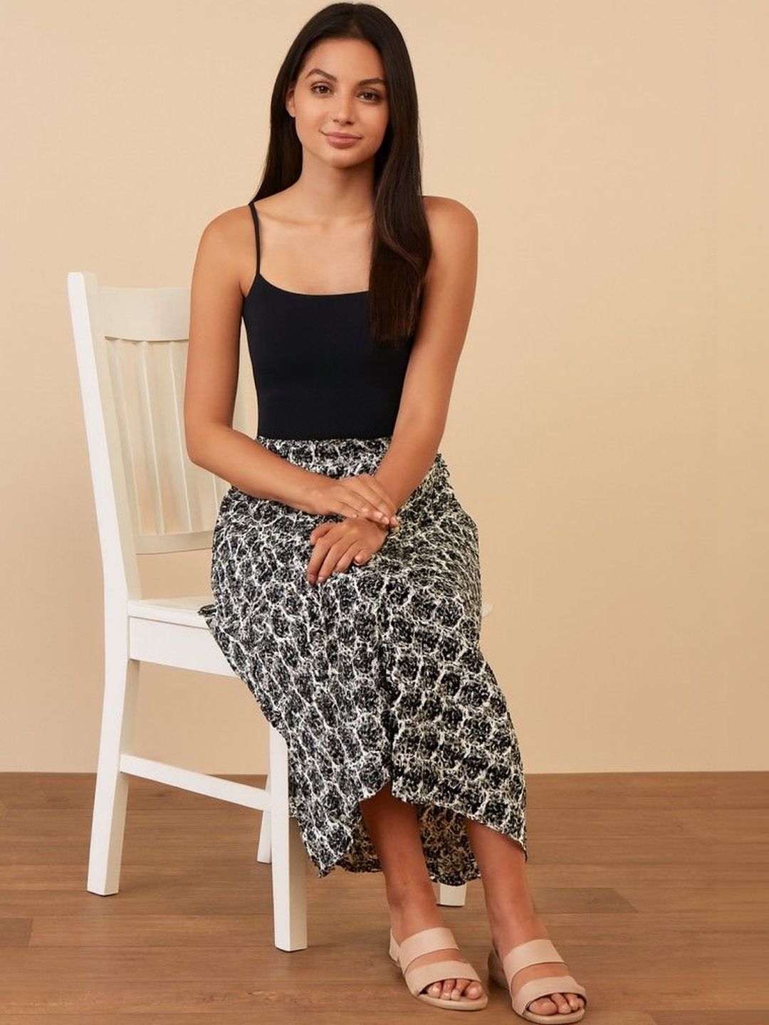 NoBarr Printed Side Slit Midi A-Line Skirts-image-33