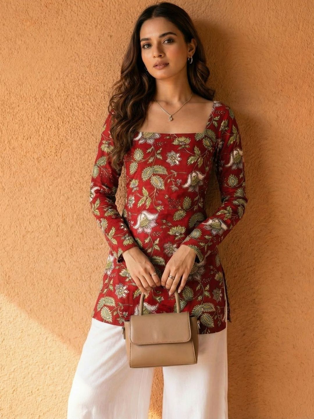 KAORI BY SHREYA AGARWAL Floral Printed Square Neck Pure Cotton Blend Kurti-picture-18