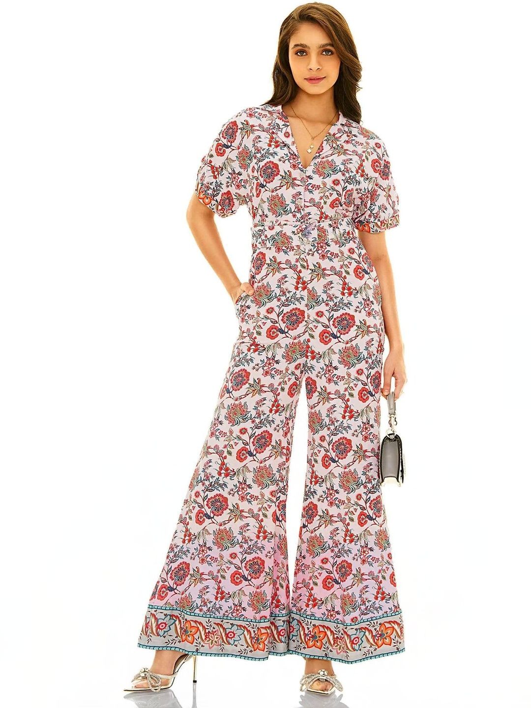 PRETTY PIXIE Floral Print Puff Sleeve Crepe Maxi Jumpsuit-picture-13