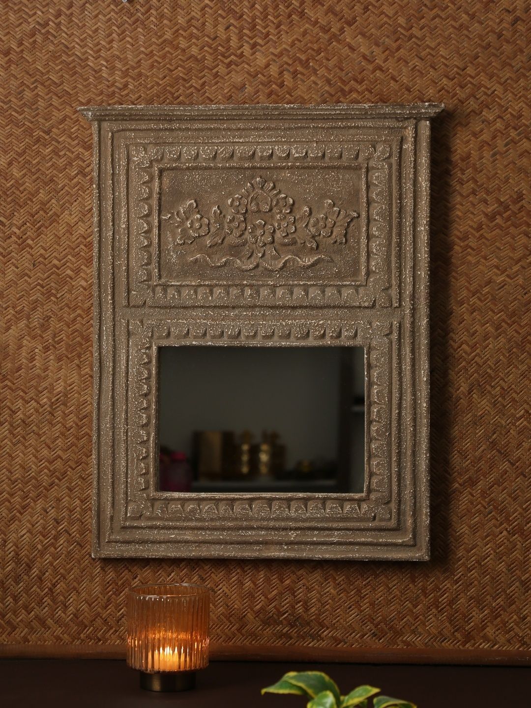 Revive Home Brown MDF Wooden Rectangle Wall Mirror-picture-38