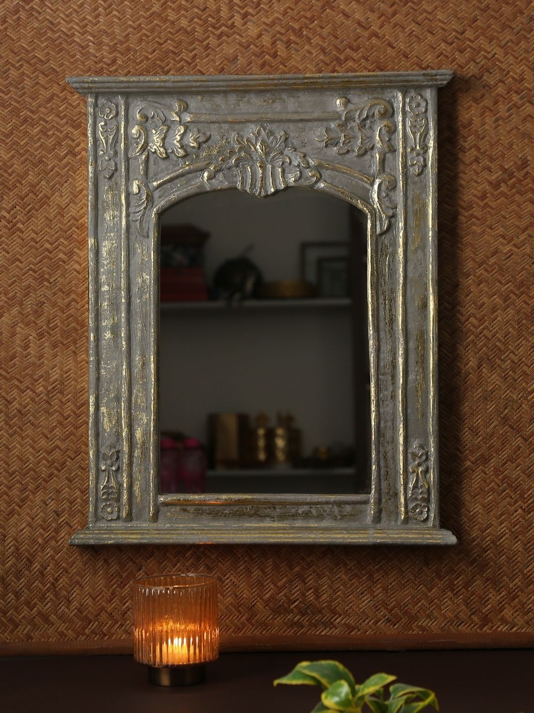 Revive Home Grey MDF Wooden Rectangle Wall Mirror-picture-34