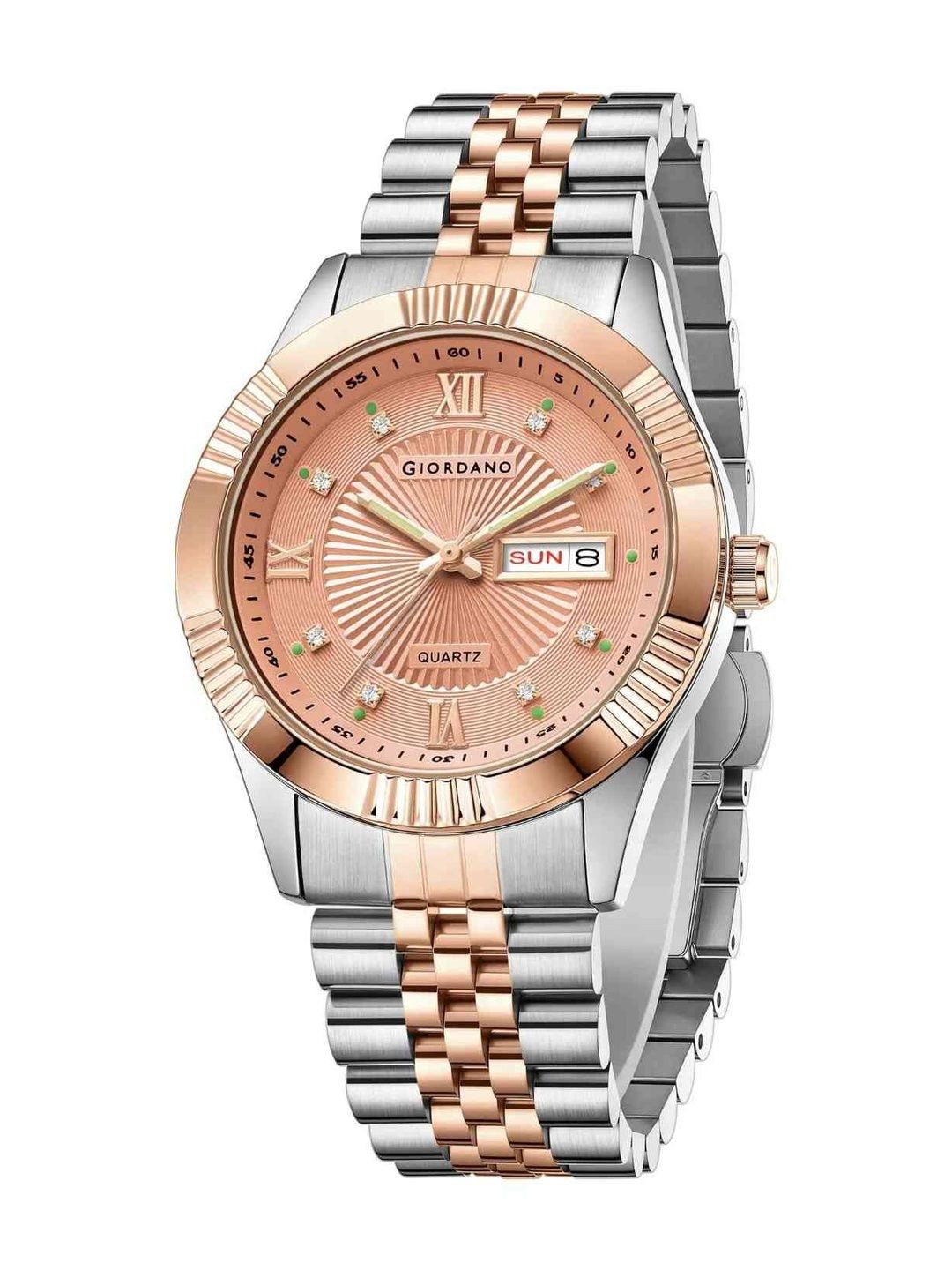 GIORDANO Men Dial & Bracelet Style Straps Analogue Date Aperture Watch GZ-50215-55-image-42