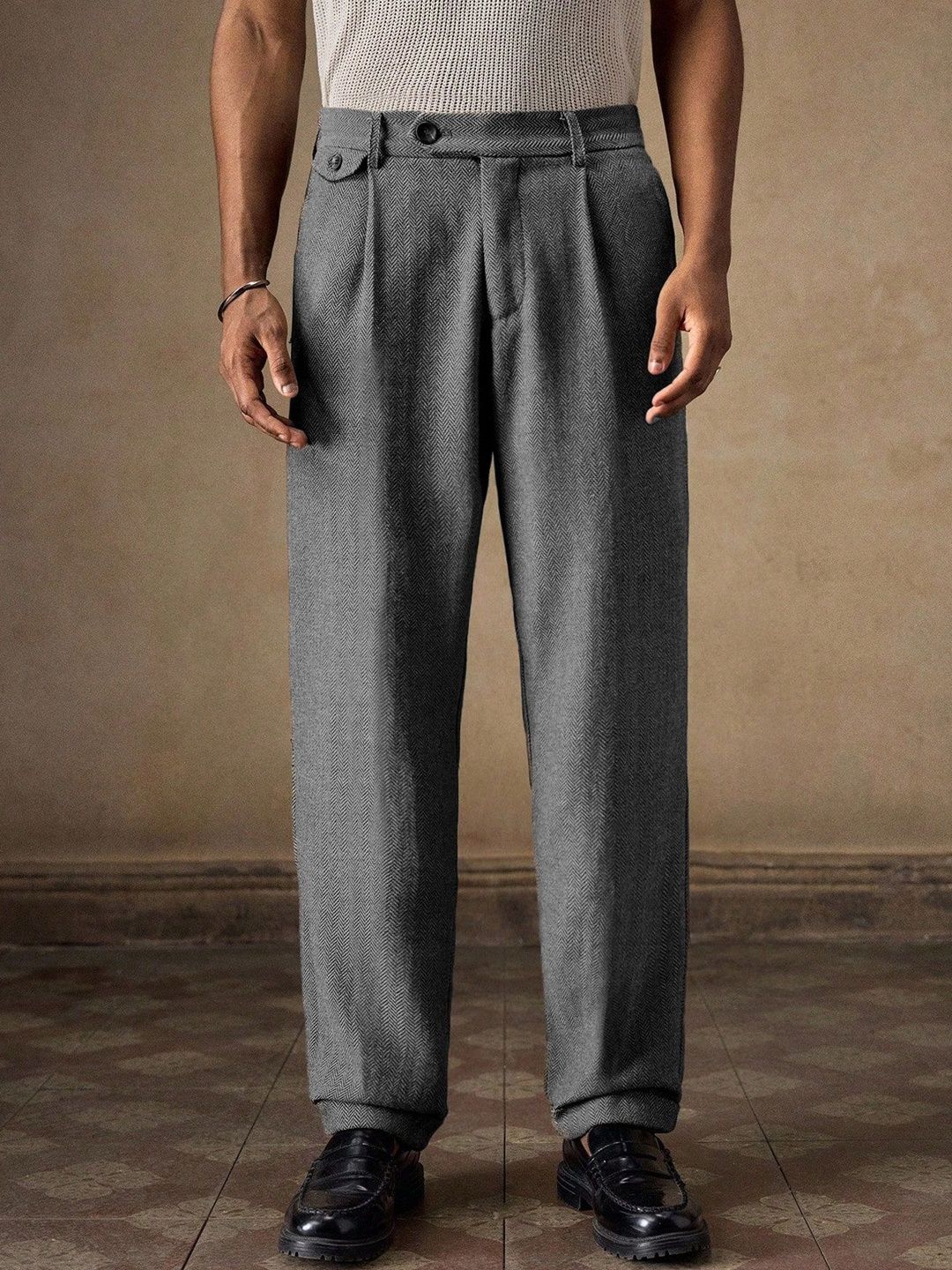R.Code by The Roadster Life Co. Men High-Rise Pleated Trousers-picture-26