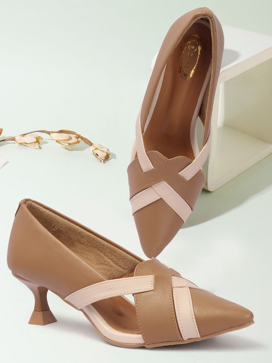 Denill Colourblocked Work Kitten Pumps-picture-53