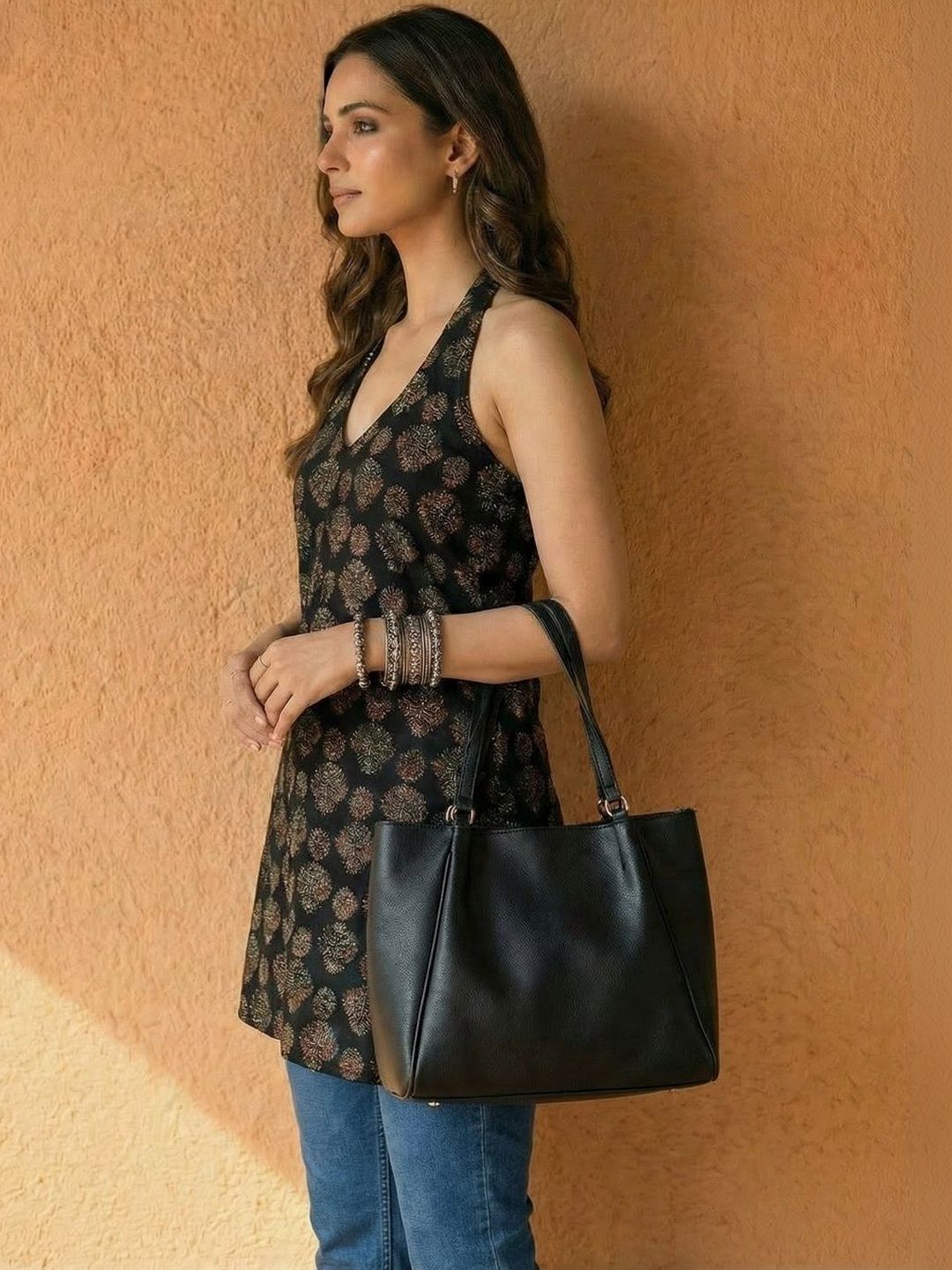KAORI BY SHREYA AGARWAL Ethnic Motifs Printed Halter Neck Pure Cotton Blend Kurti-picture-32