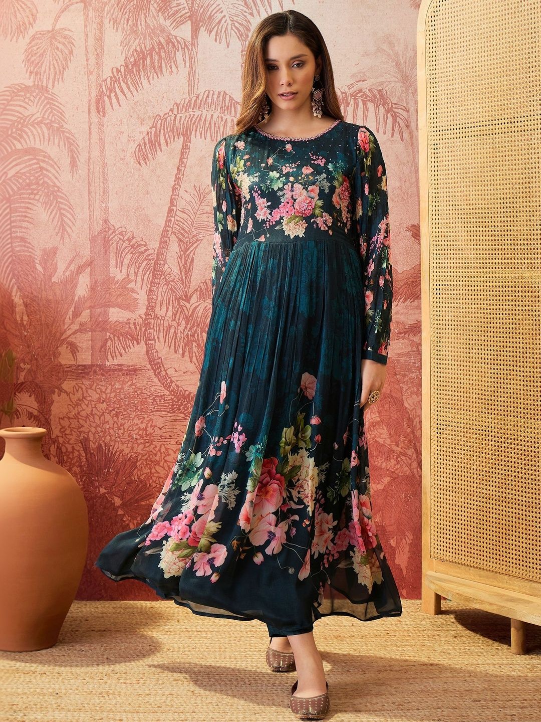 Sangria Printed Round Neck Kurta & Trousers Kurta Sets-image-22