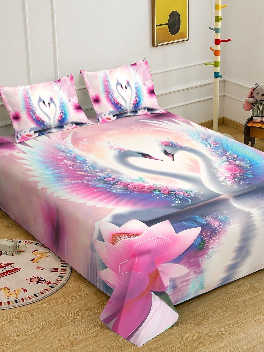 KLOTTHE Pink Animal Printed Regular 400 TC King Superfine Bedsheets 0.98 In x 0.88 In-image-36