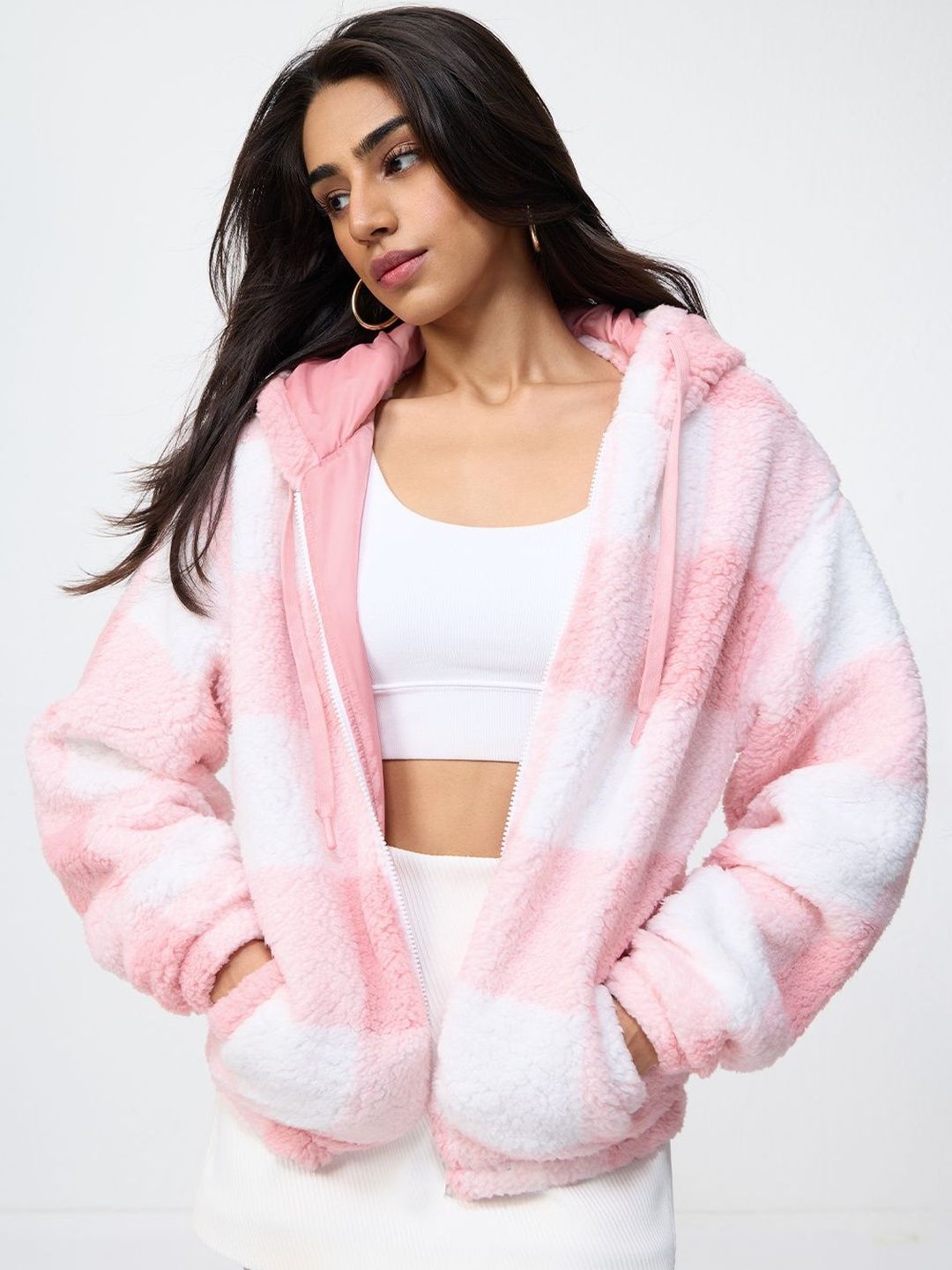 The Souled Store Women Checked Hooded Sweatshirt-picture-54