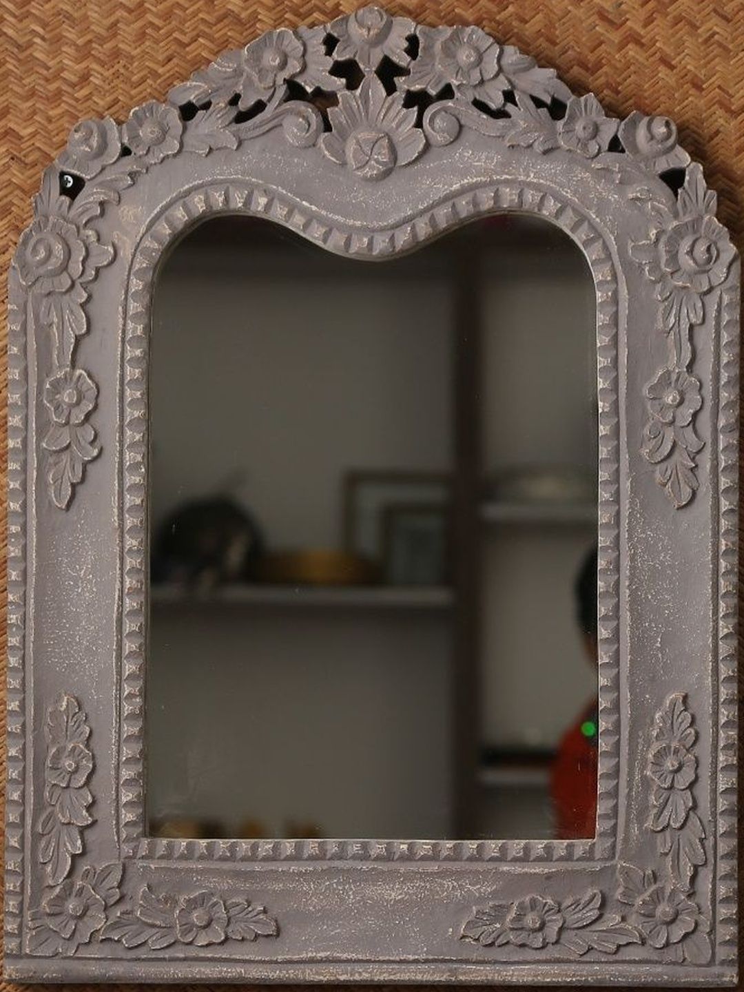 Revive Home Grey MDF Wooden Rectangle Wall Mirror-image-18