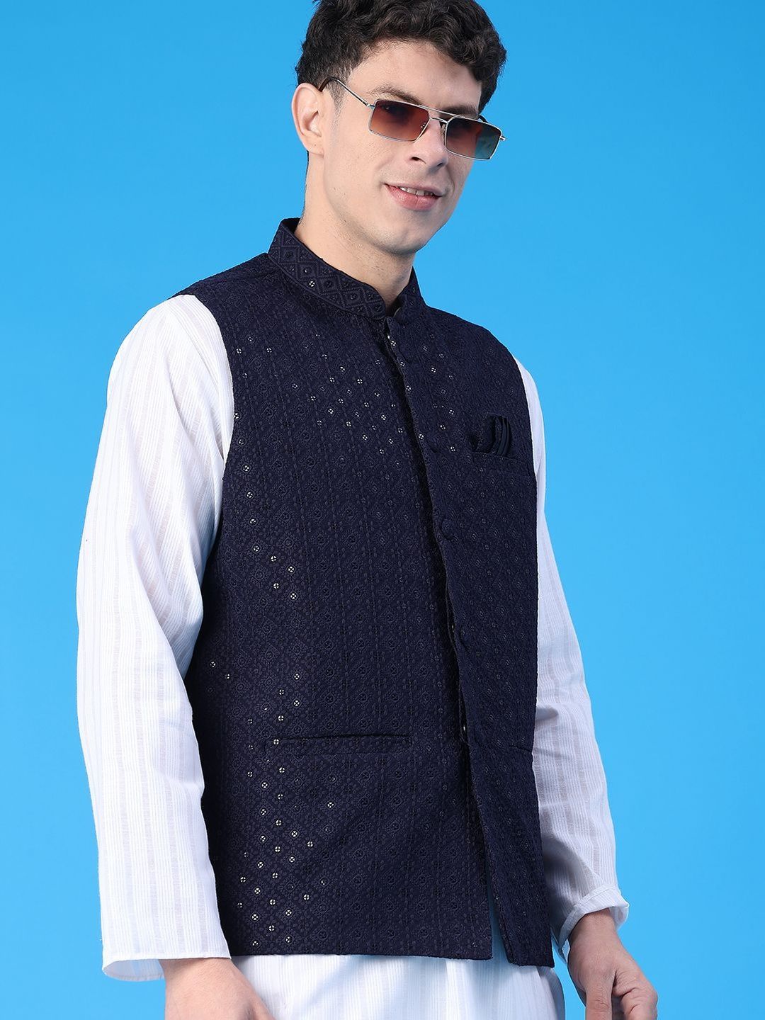 V-Mart Embroidered Mandarin Collared Nehru Jackets-picture-49