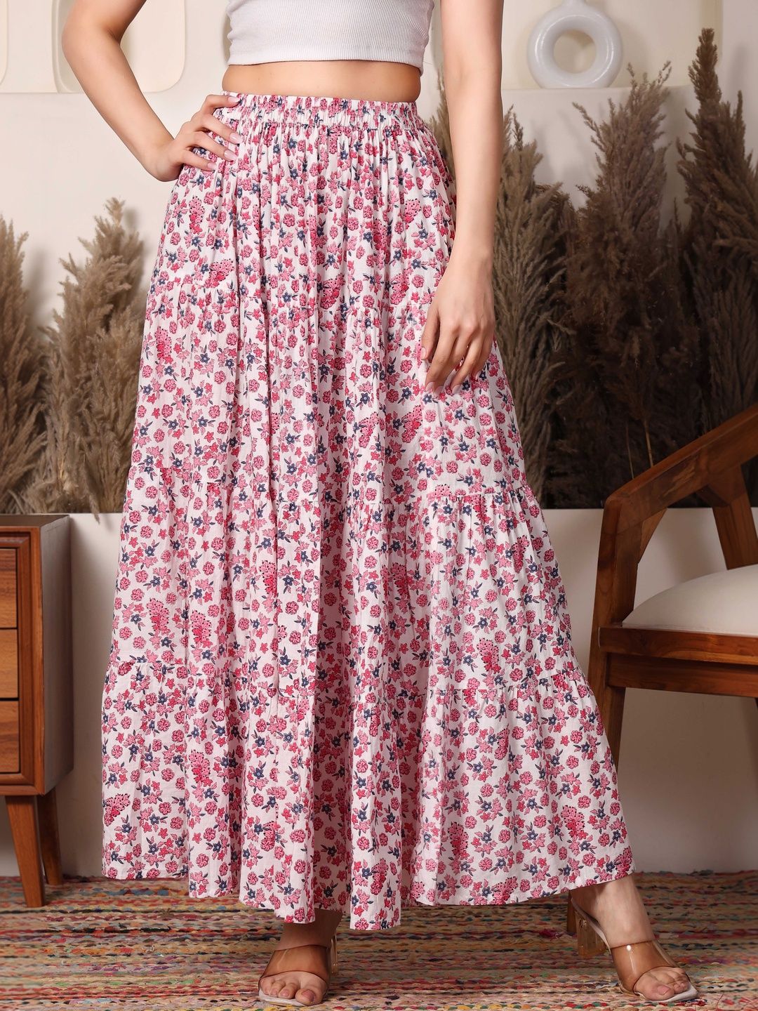 Taziraa Printed Pure Cotton Maxi A-Line Skirts-image-27
