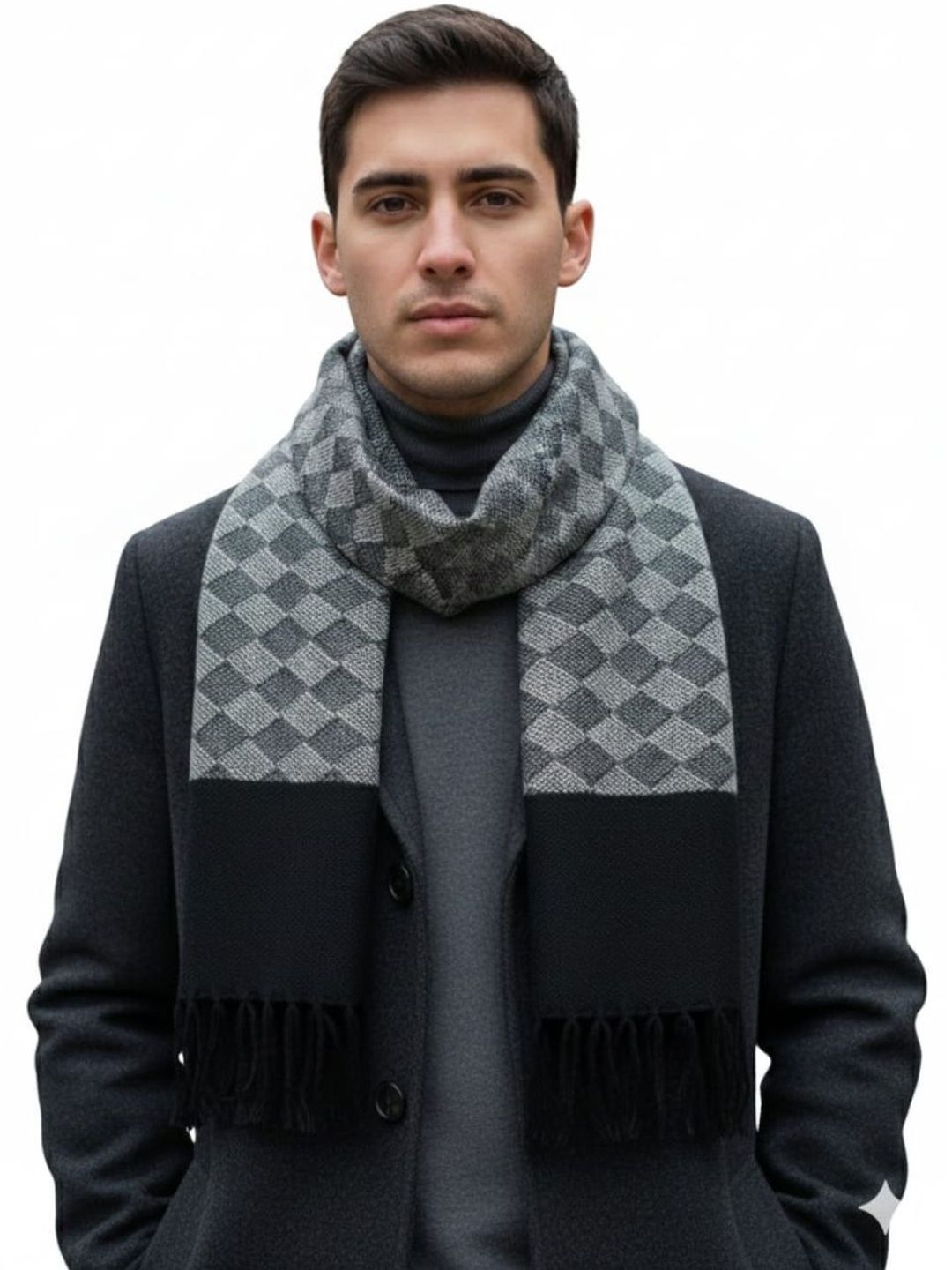 YAQR Men Checked Merino Wool Mufflers-image-36