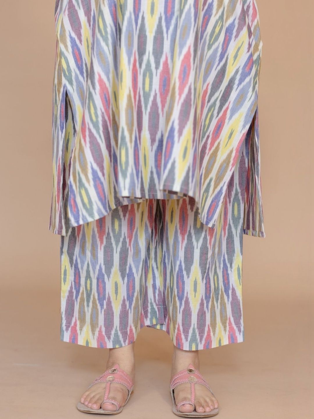 THE INDIAN ETHNIC CO Woven Design Ikat Straight Fit Cotton Salwar-picture-32