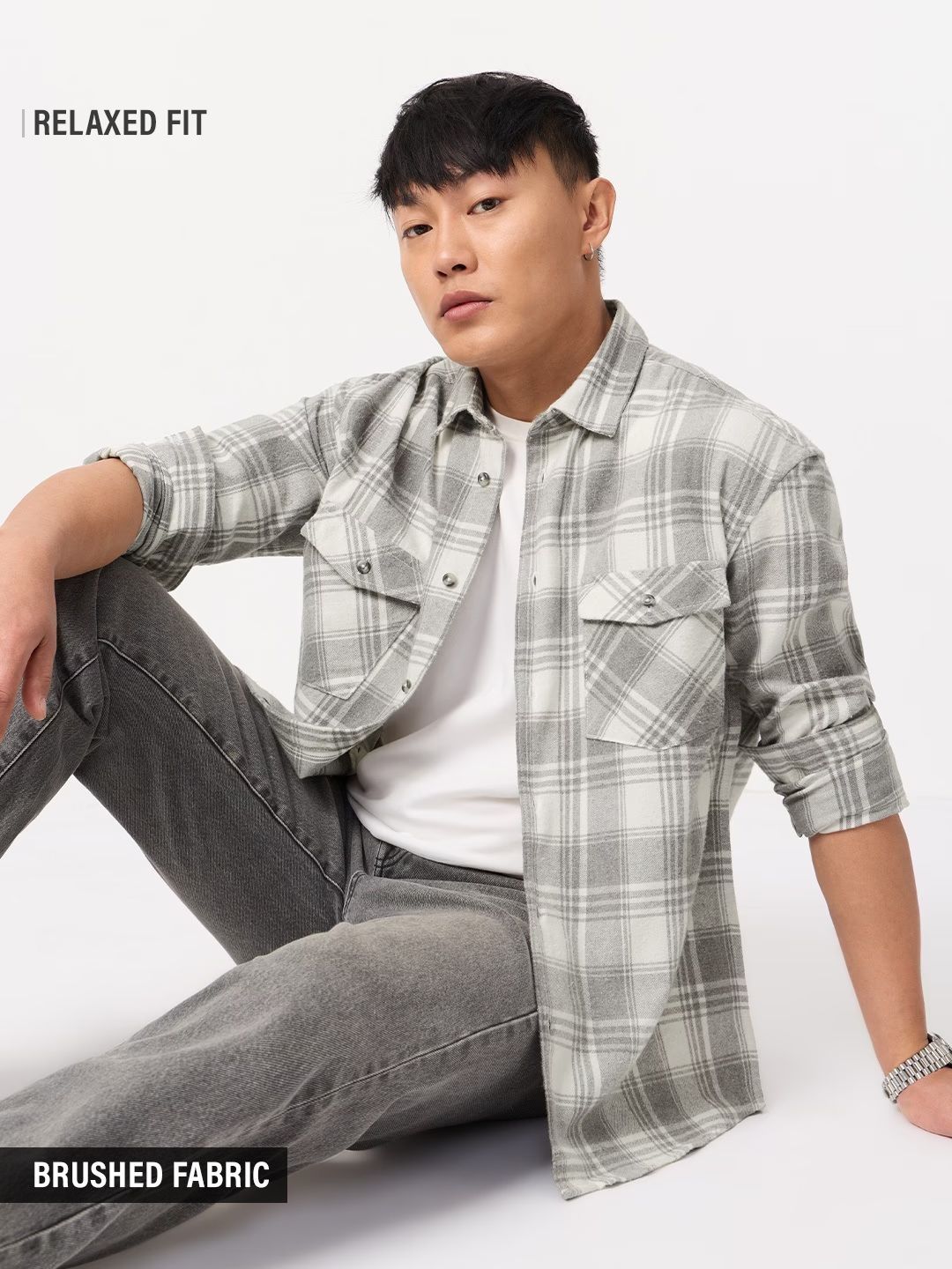 The Souled Store Men Relaxed Fit Checked White Shirts-picture-46