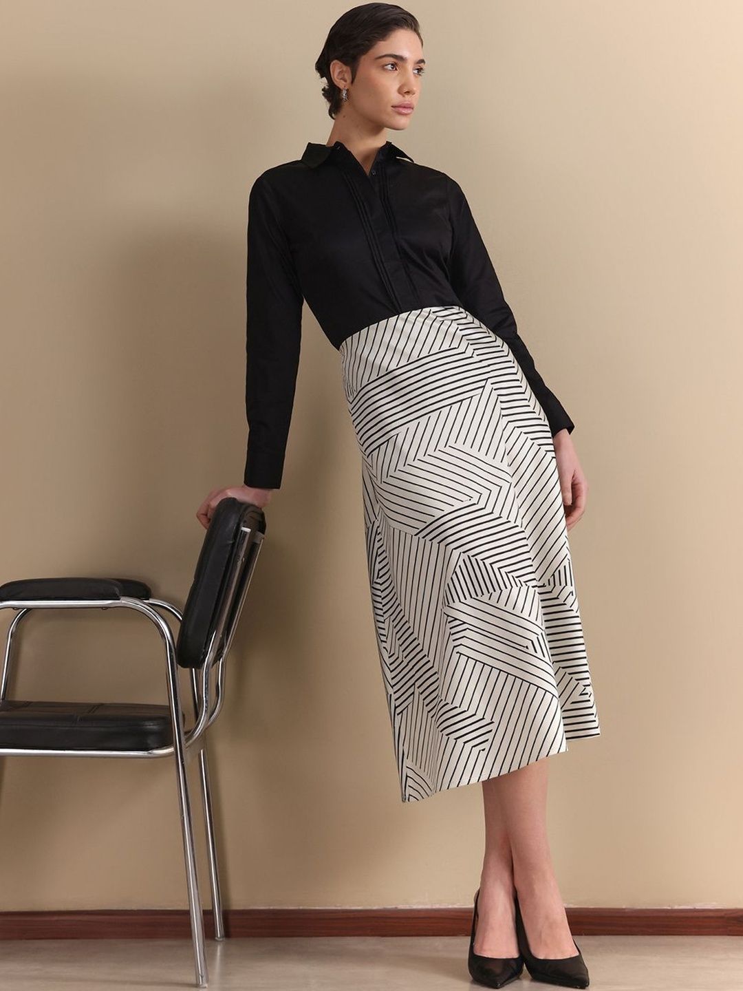 fable street FableStreet Printed Midi Flared Skirt-picture-36