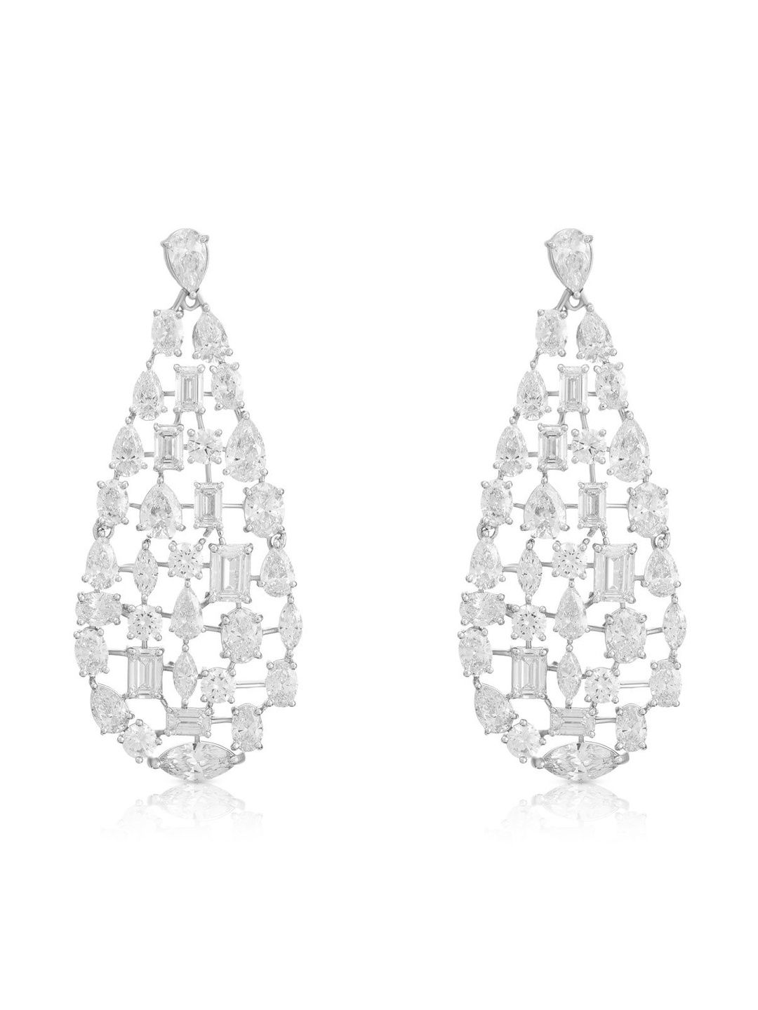 NAMRA JEWELS 14KT Gold Diamond Mosaic Lab-Grown Diamond Chandelier Earrings -21.12 ct-picture-37