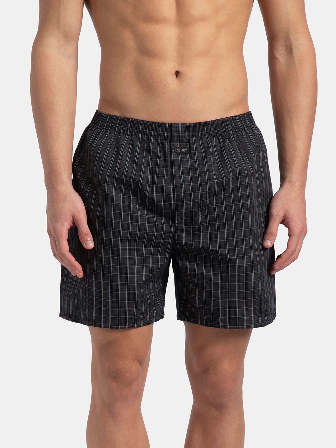 Jockey Pack Of 2 Checked Combed Cotton Mid-Rise Boxer