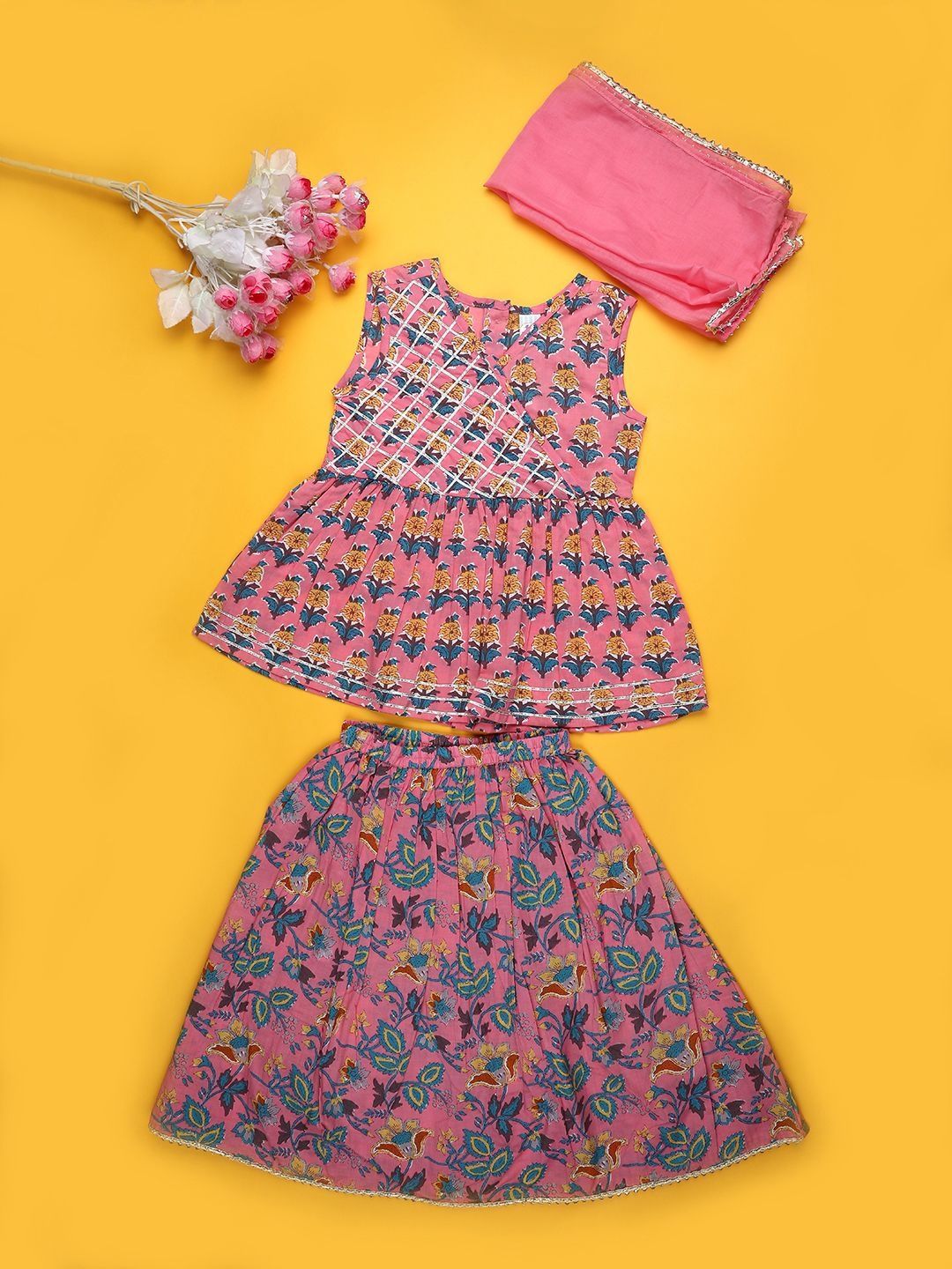 V-Mart Girls Printed Top with Skirt-picture-26