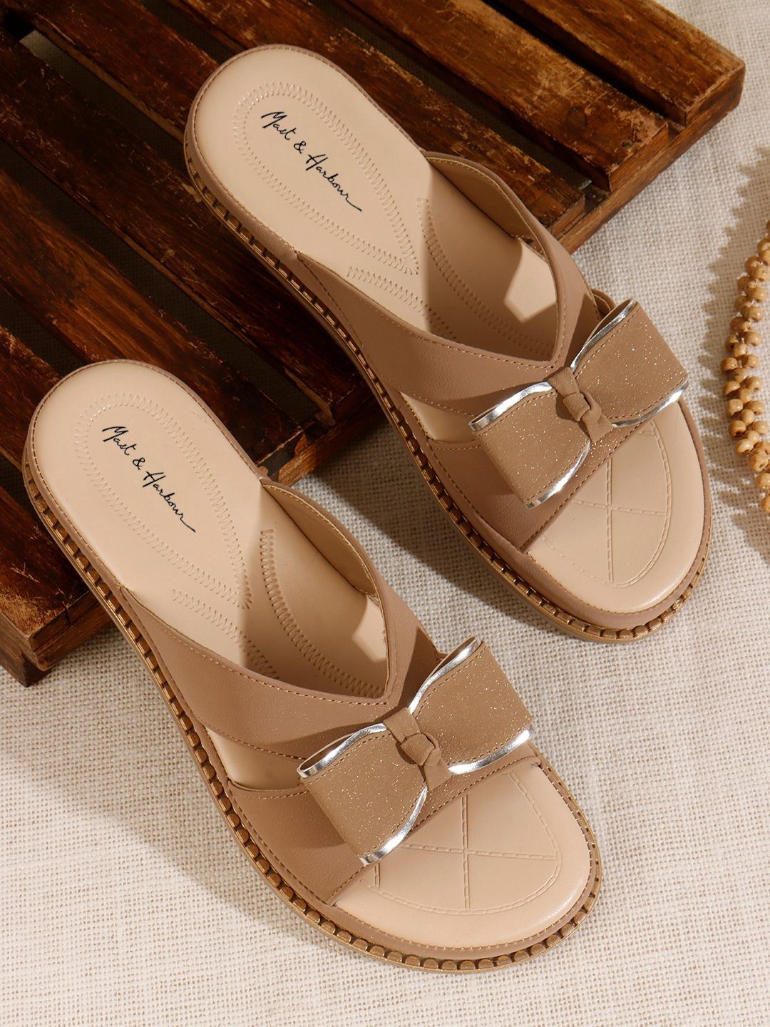 Mast & Harbour Women Open Toe Flats with Bows-picture-36