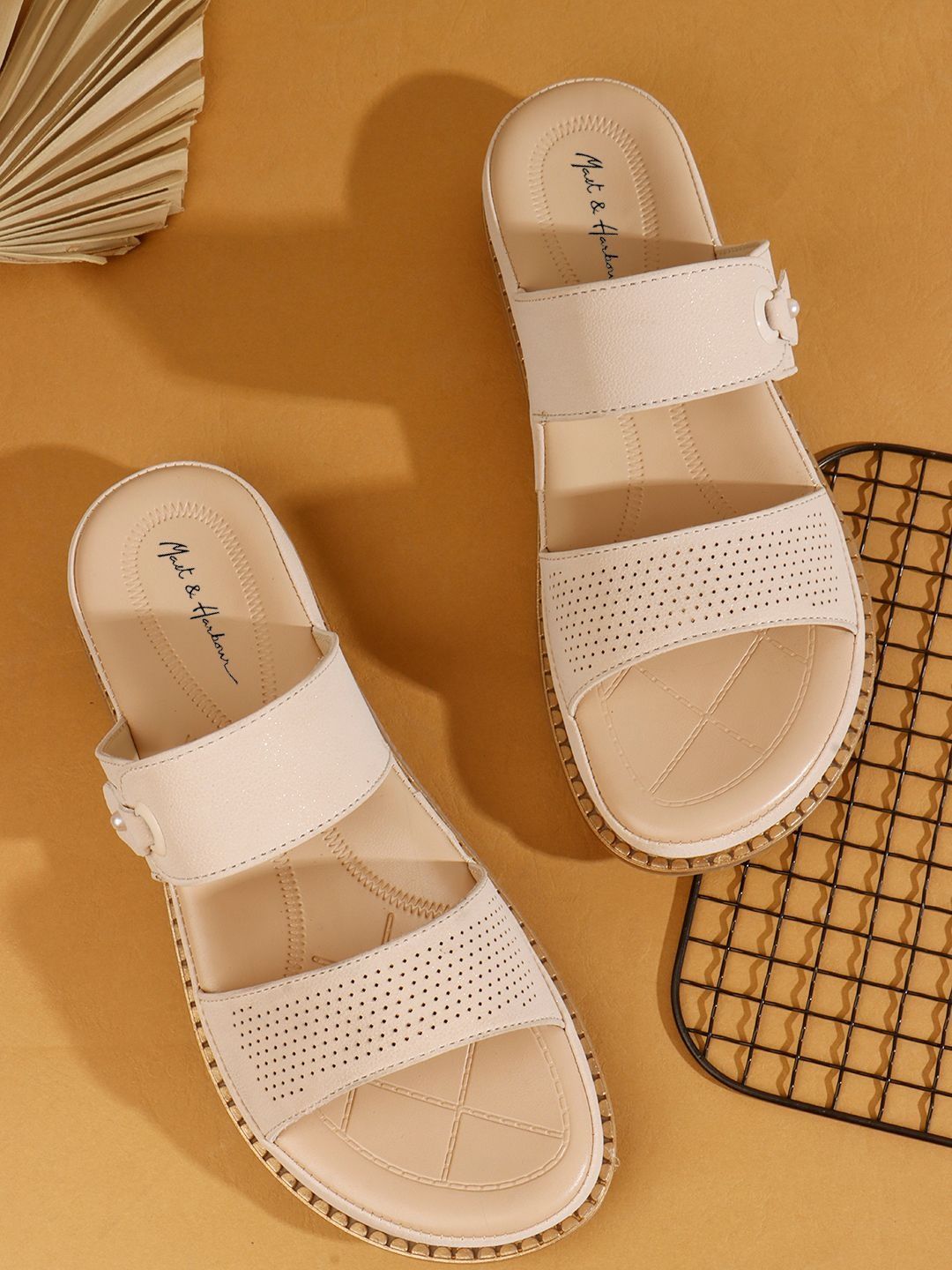 Mast & Harbour Women Open Toe Flats with Laser Cuts-image-14