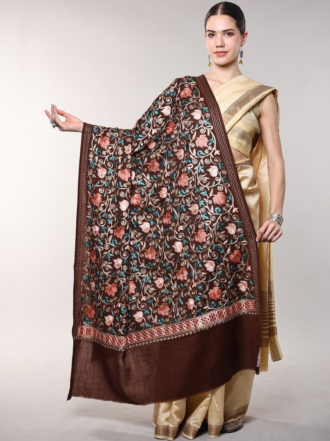 Exotic India Women Ethnic Motifs Embroidered Shawl-picture-25