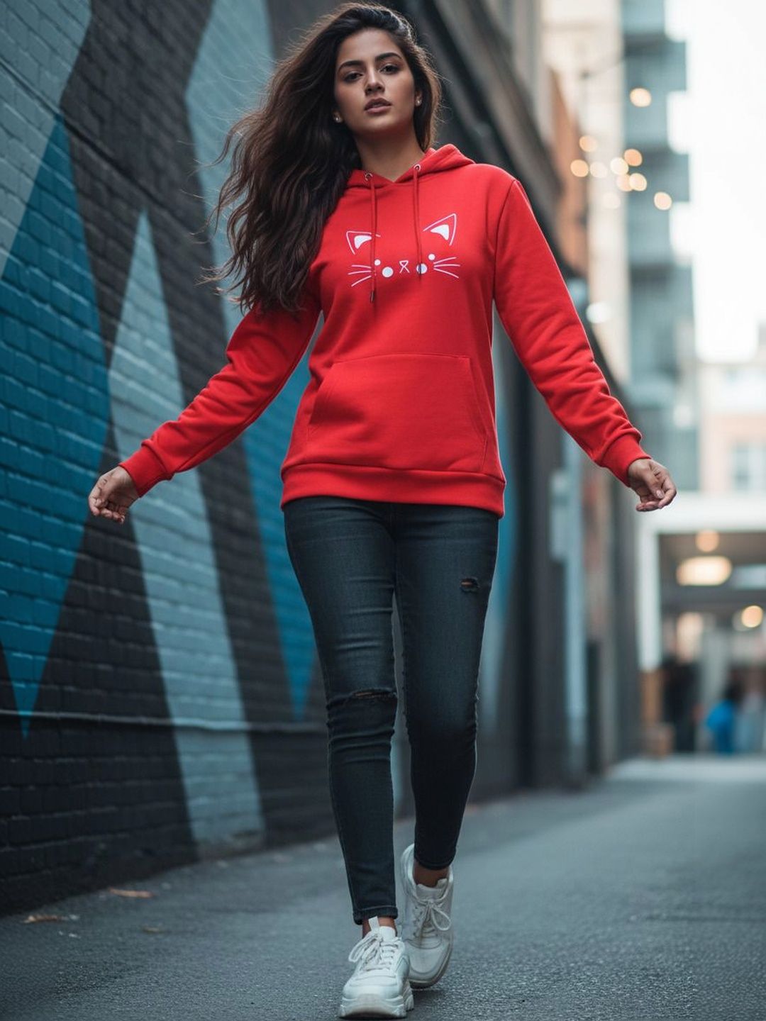Divra Clothing Women Printed Hooded Sweatshirt-picture-20