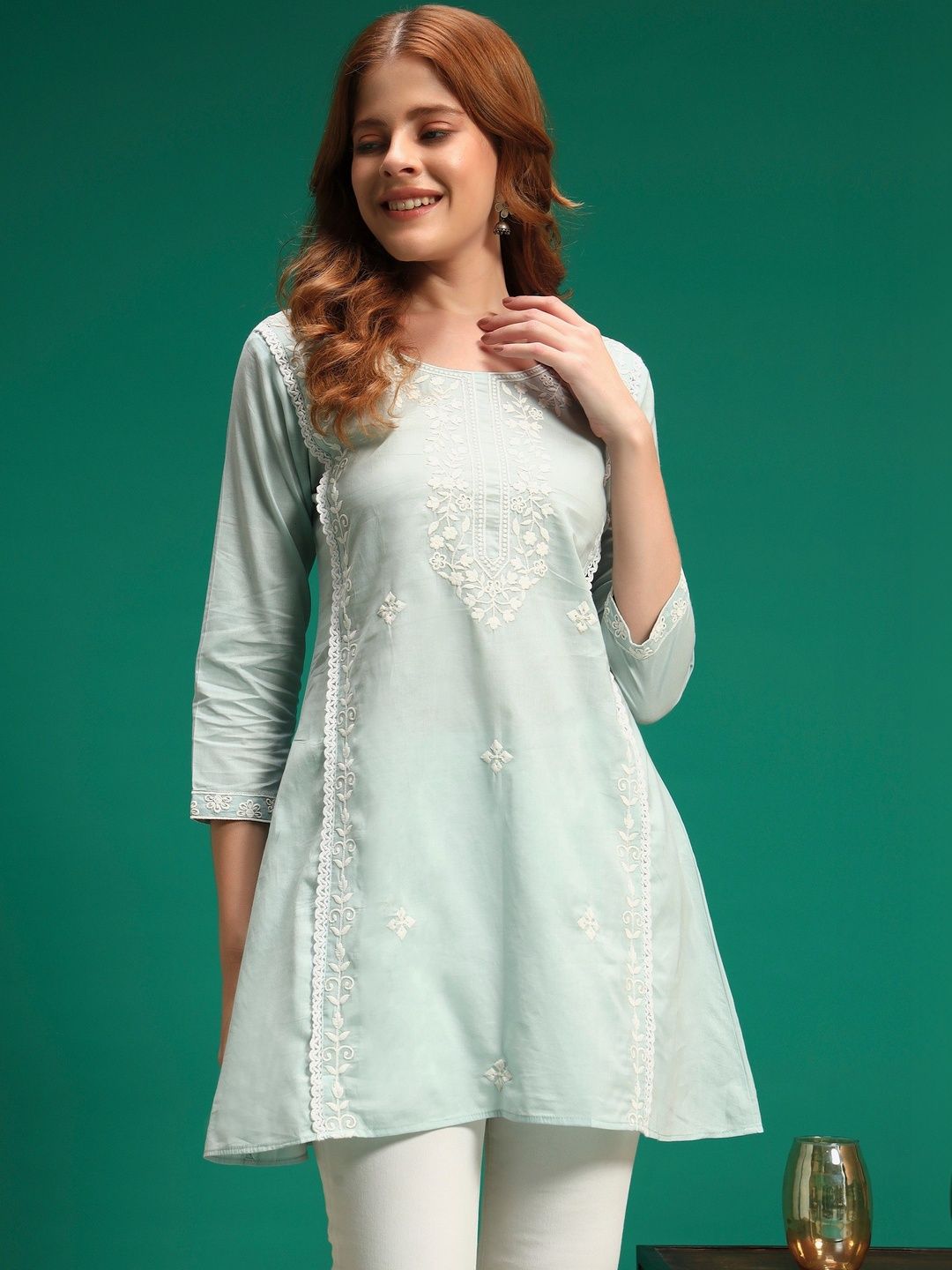 Sangria Embroidered A-Line Kurti-picture-27