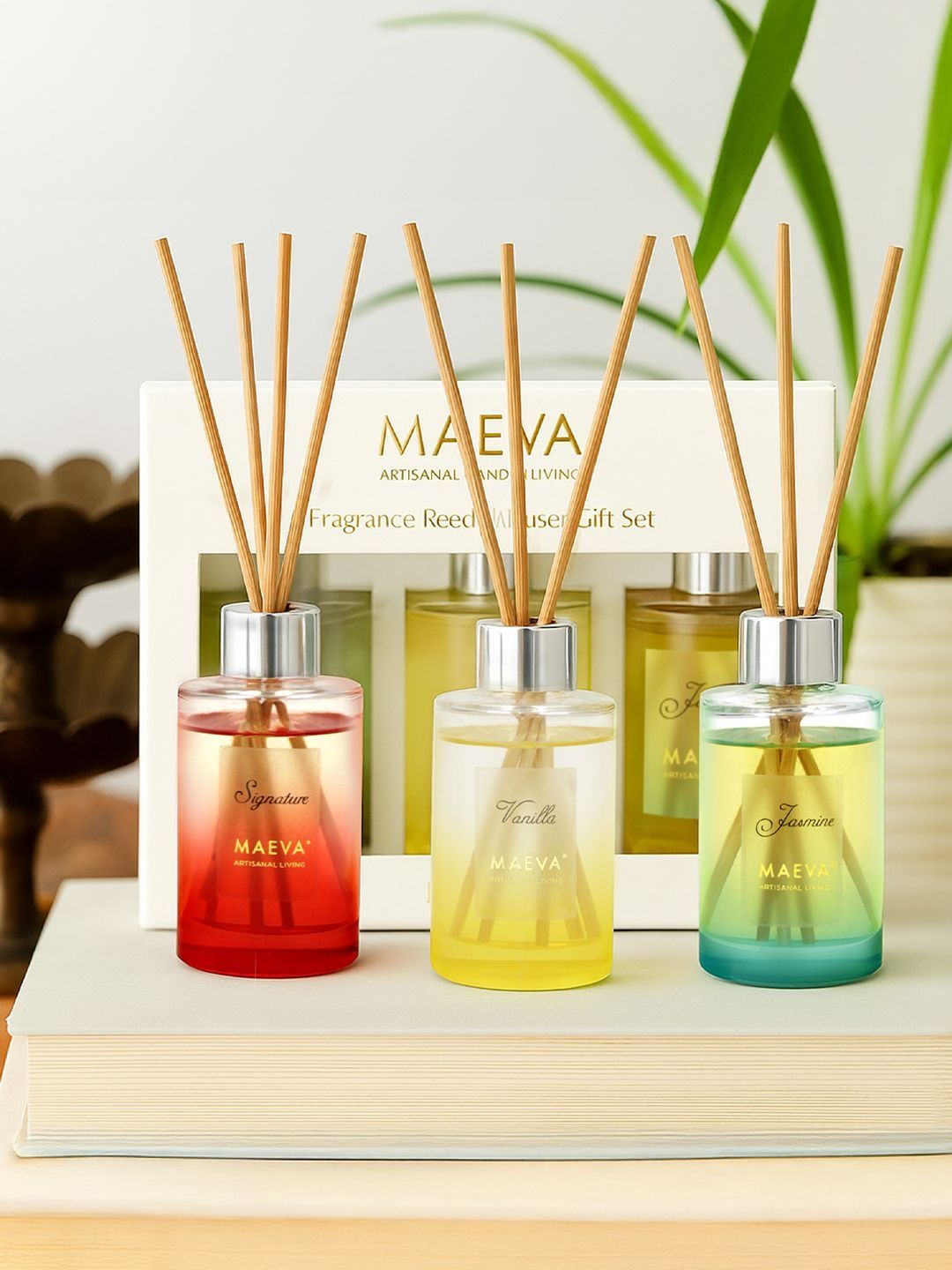 MAEVA 3Pcs Red & Yellow Long Lasting Reed Diffusers - 70 ml Each-image-28
