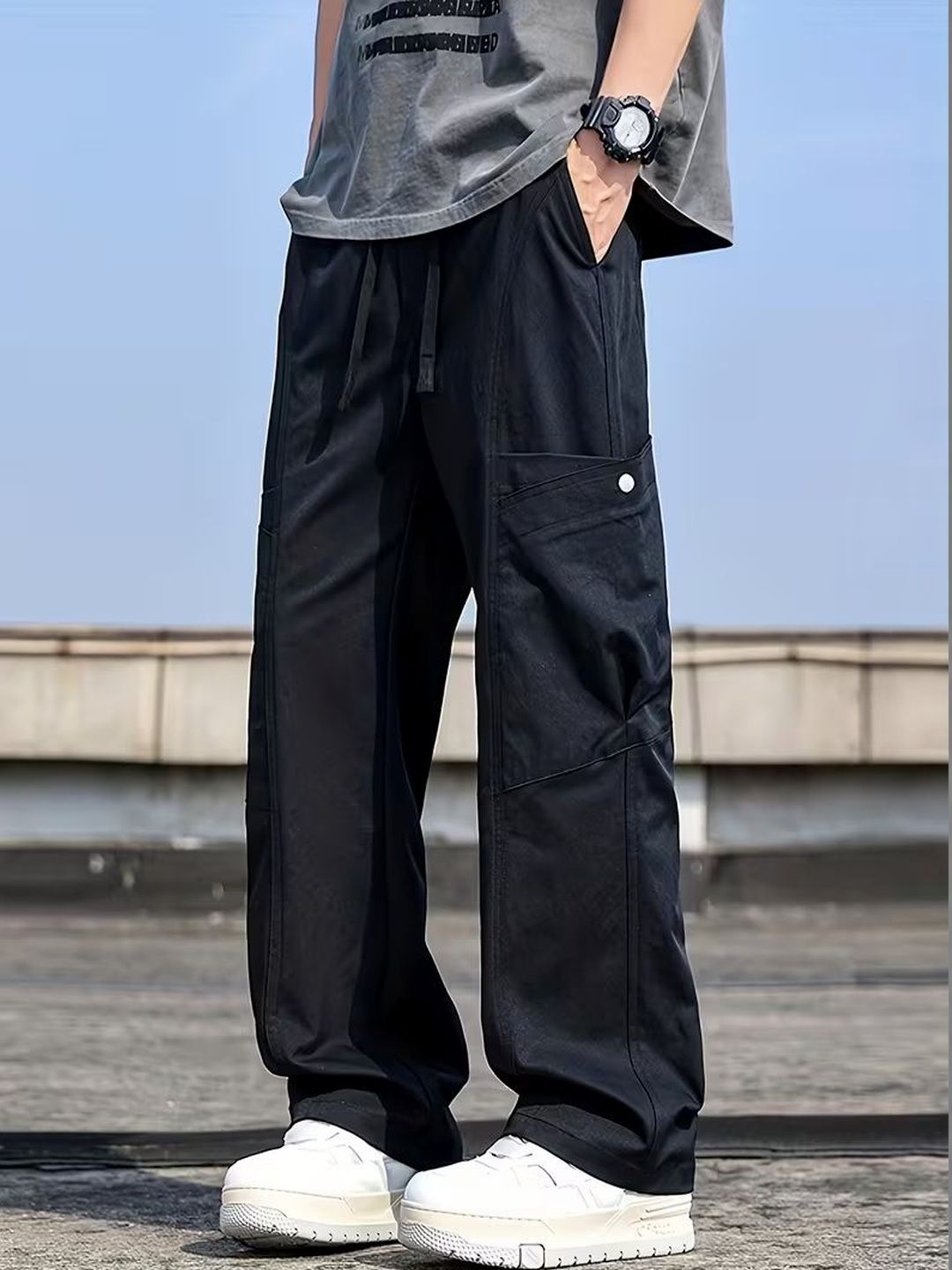 R.Code by The Roadster Life Co. Men High-Rise Cargos Trousers-picture-14