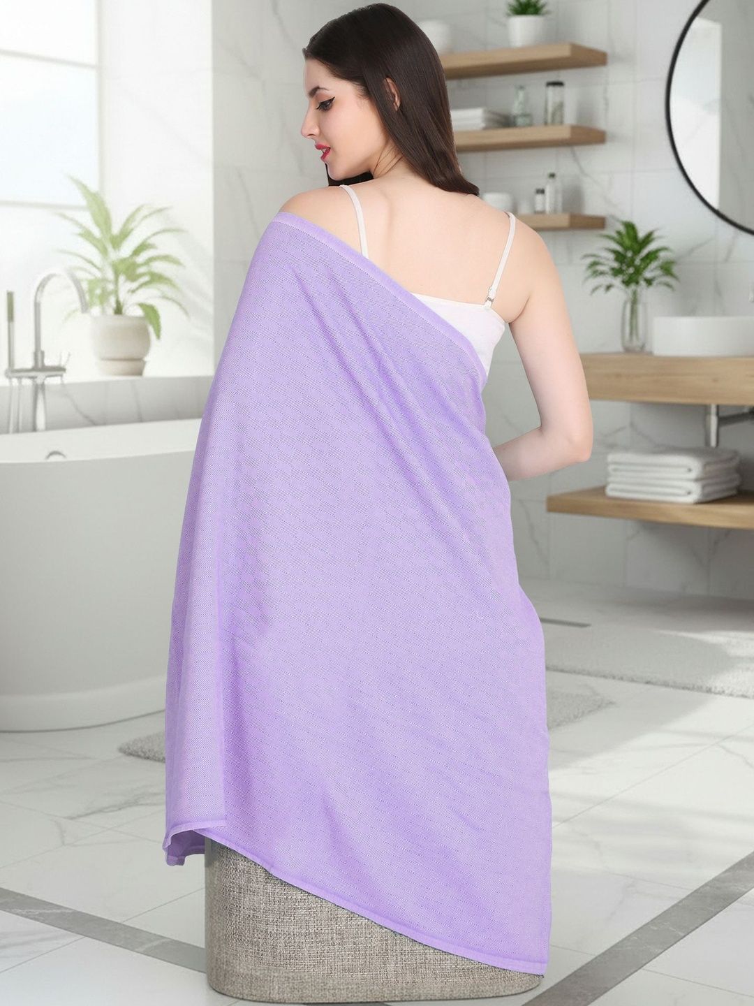 ZAHYA Purple & Lavender 1 Printed Bamboo 250 GSM Bath Towel-image-22