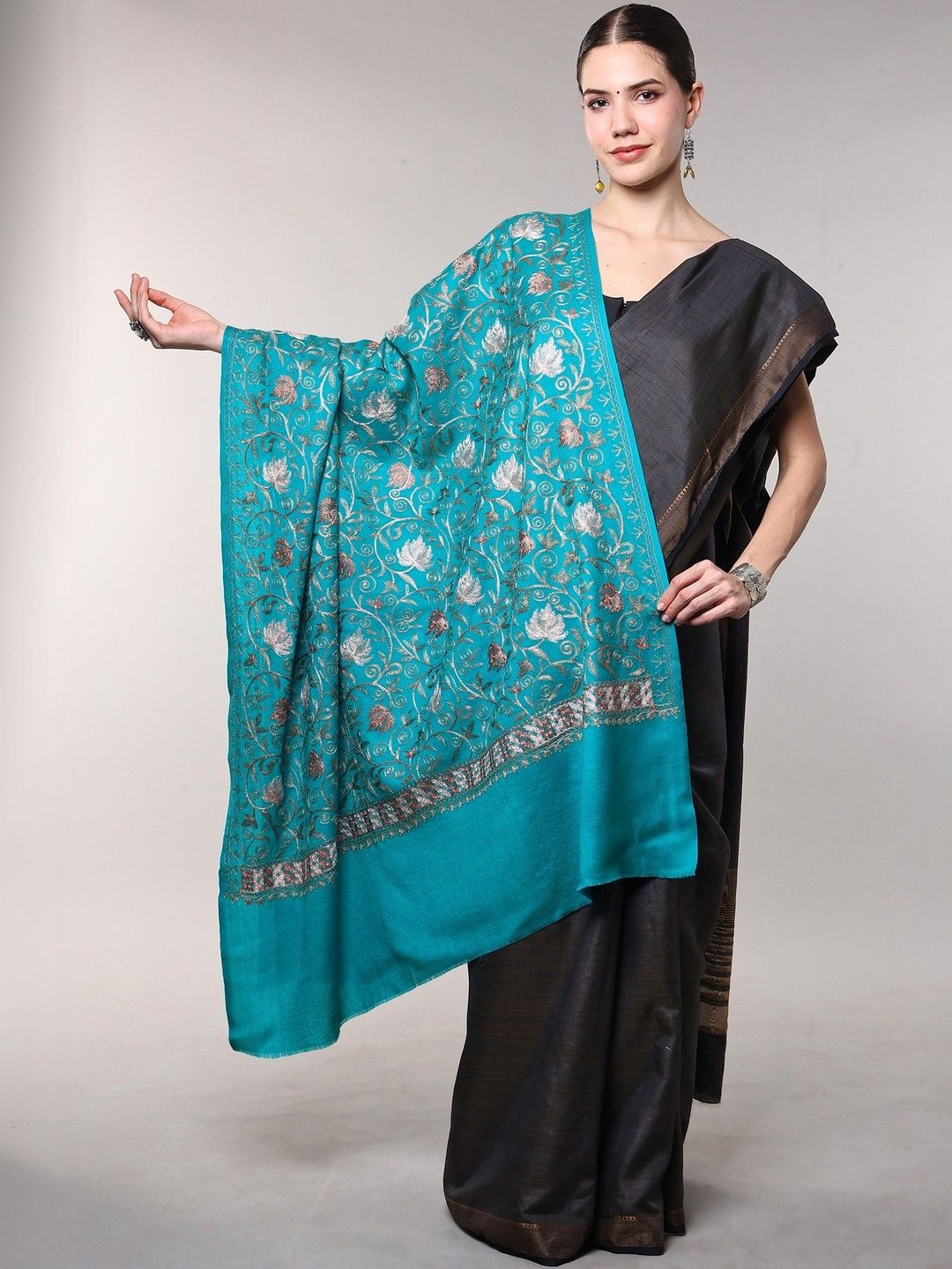 Exotic India Women Ethnic Motifs Embroidered Shawl-picture-35