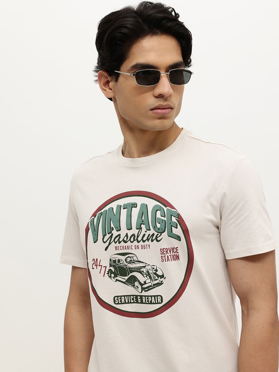 KIABI Typography Printed Pure Cotton T-shirt-image-49