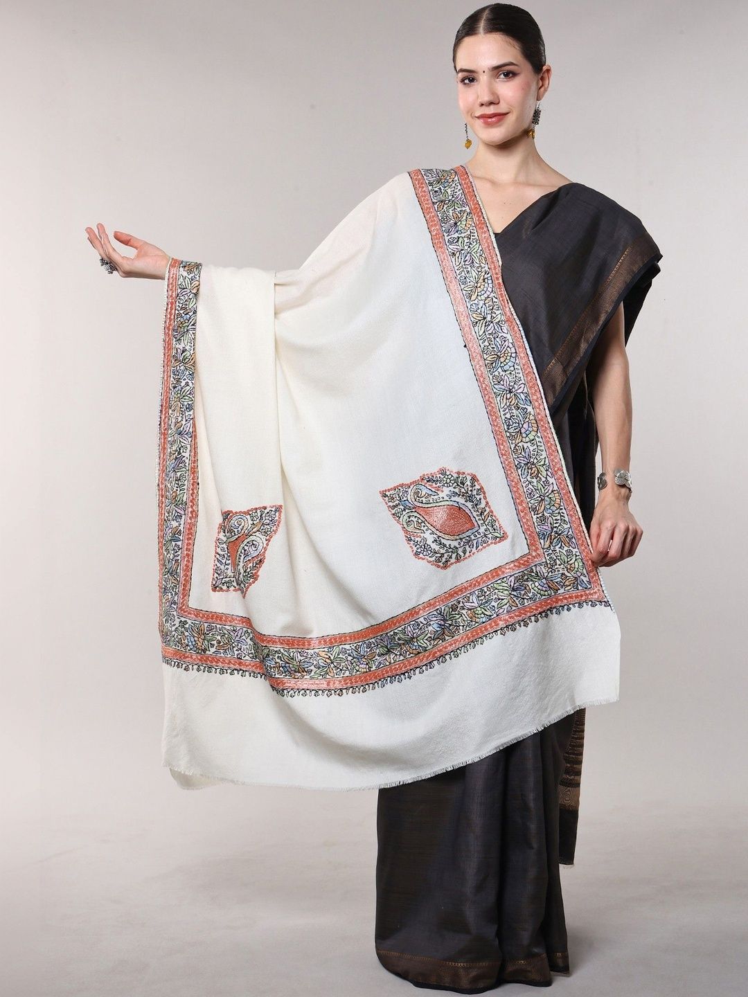 Exotic India Women Floral Embroidered Shawl-picture-23