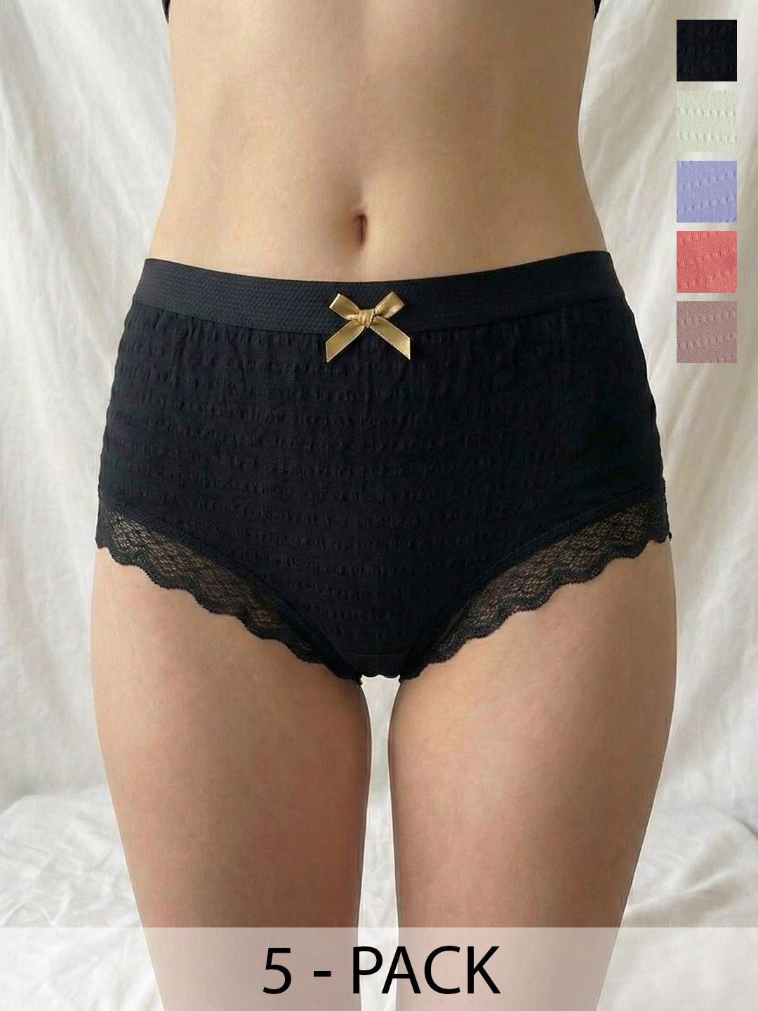 Moda Rapido Pack Of 5 Cotton Seamless Mid-Rise Basic Briefs-image-42