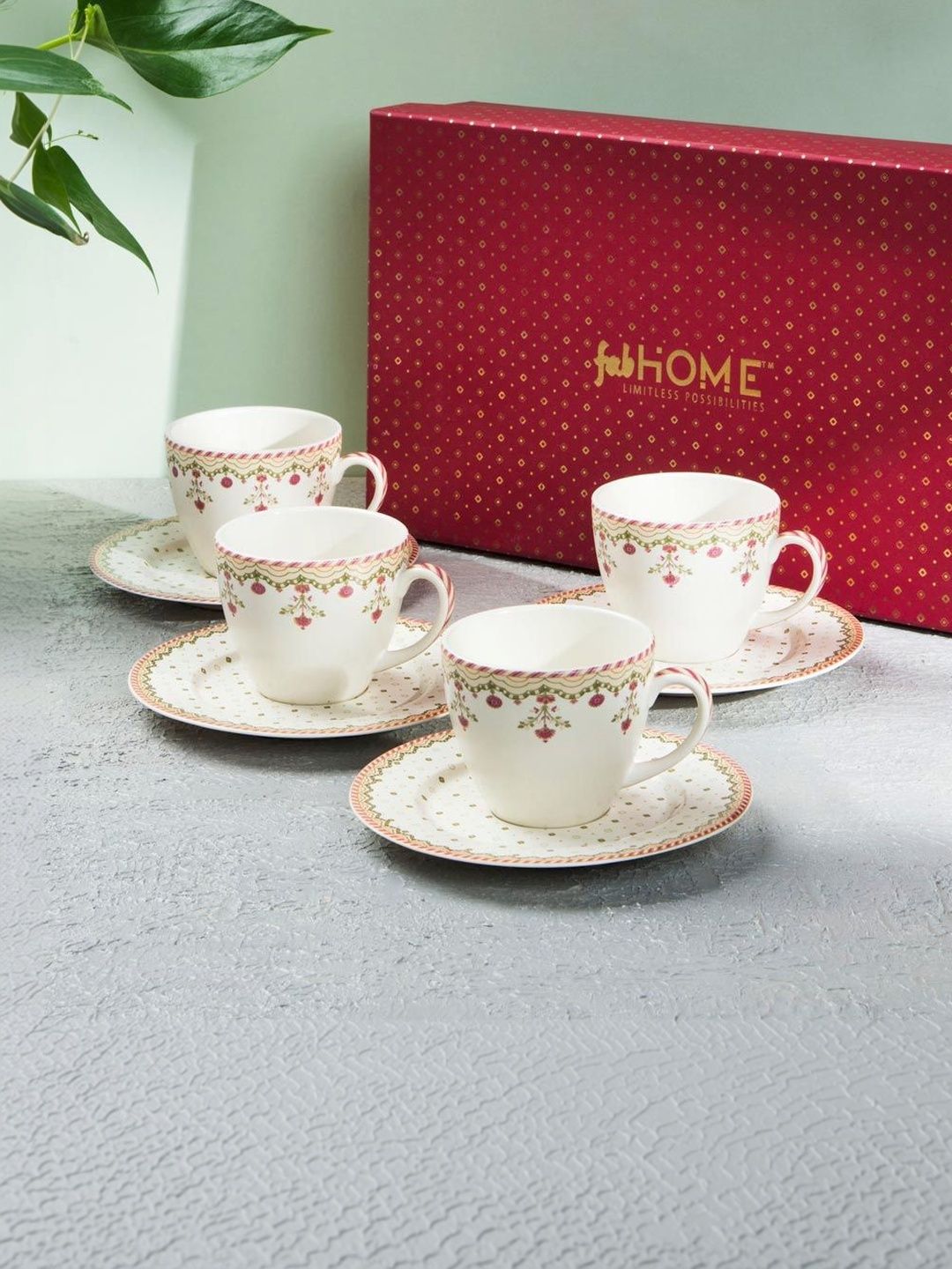 Fabindia Multicoloured Floral Printed Ceramic Glossy Cups Set of Cups and Mugs-picture-41
