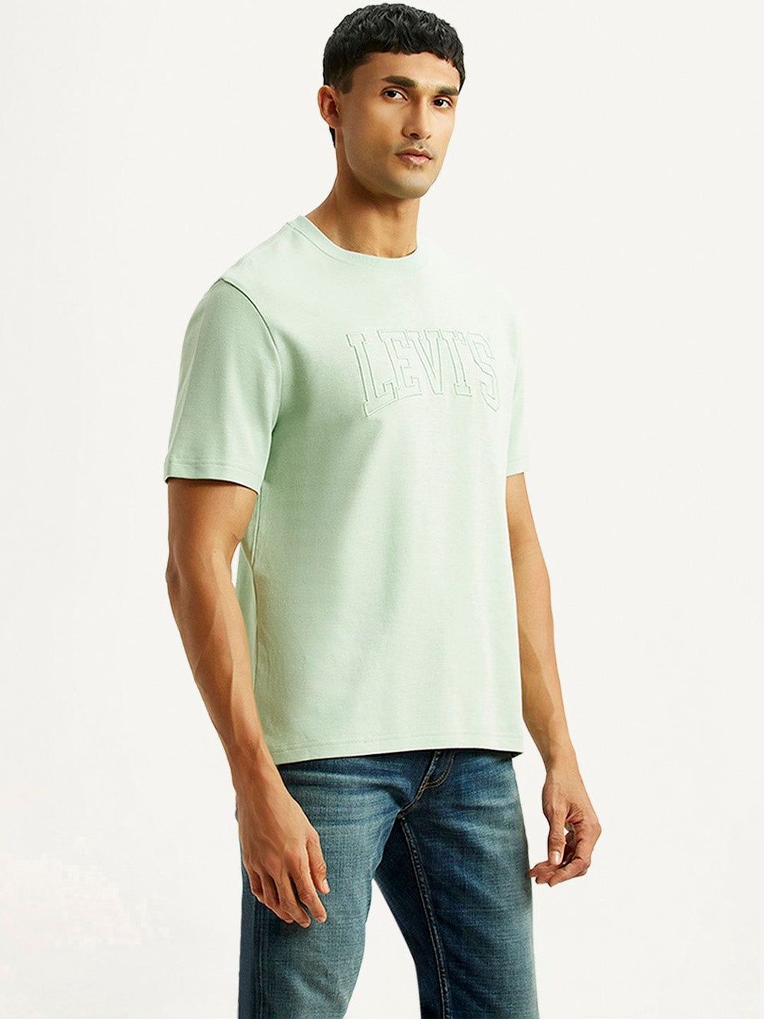 Levis Men's Embroidered Mint Crew Neck T-shirt-image-4