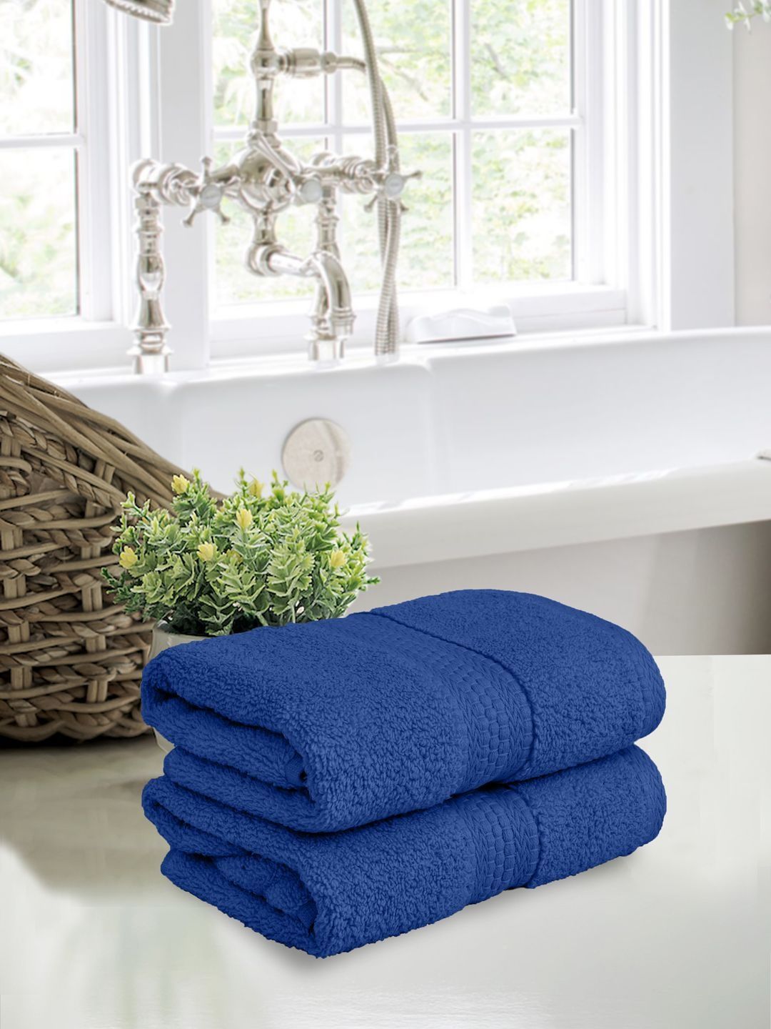BOMBAY DYEING Pack Of 2 Blue Cotton Hand Towels-image-48