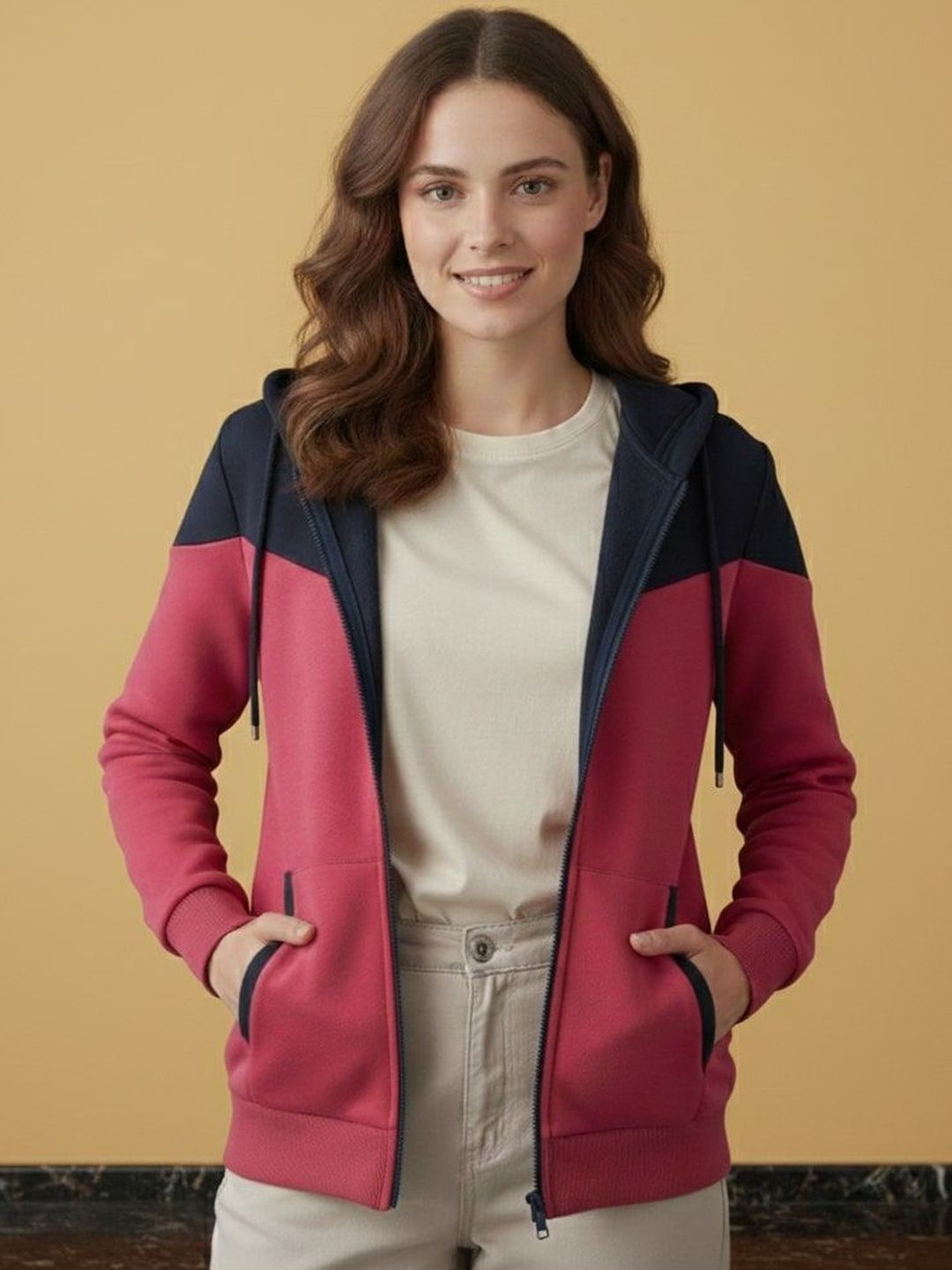 BARMANIC Women Colourblocked Fleece Outdoor Fashion Jacket-image-5