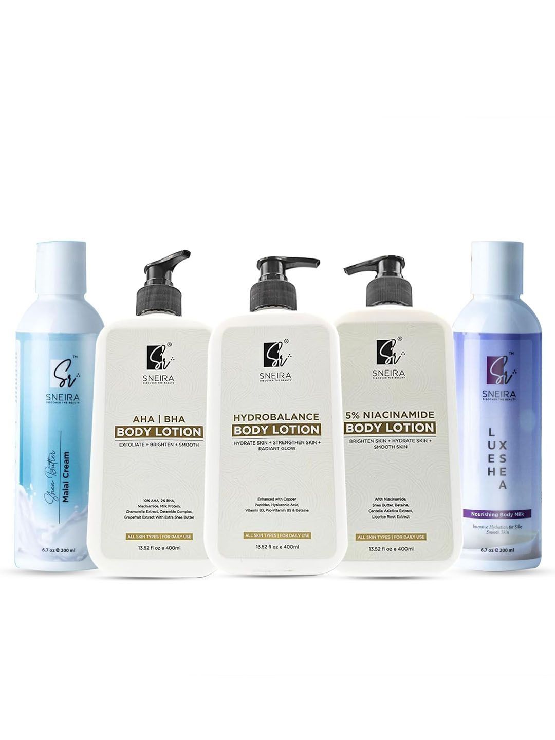 SNEIRA Set Of 5 Hydrating & Exfoliating Body Lotion- 400 ml & 200 ml-image-28